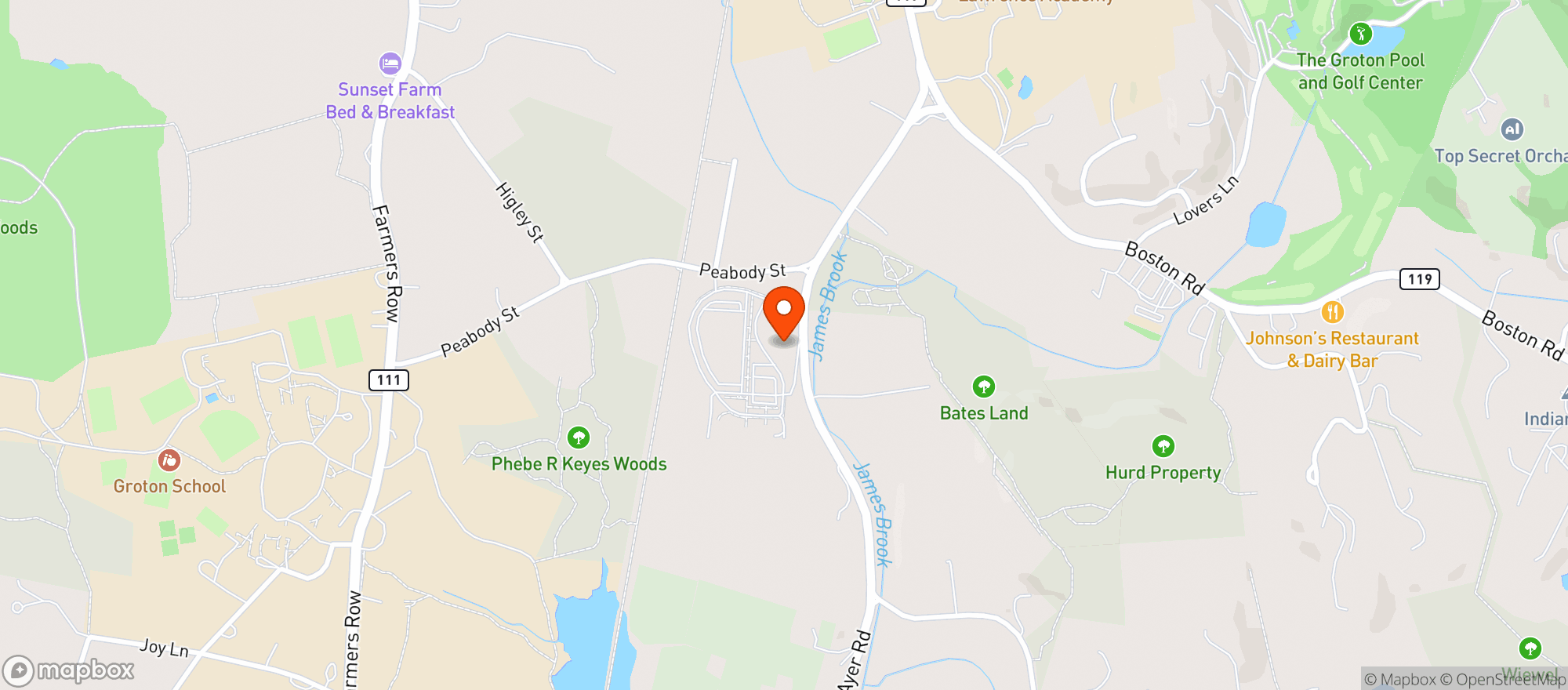 Map showing Groton Hill Music Center