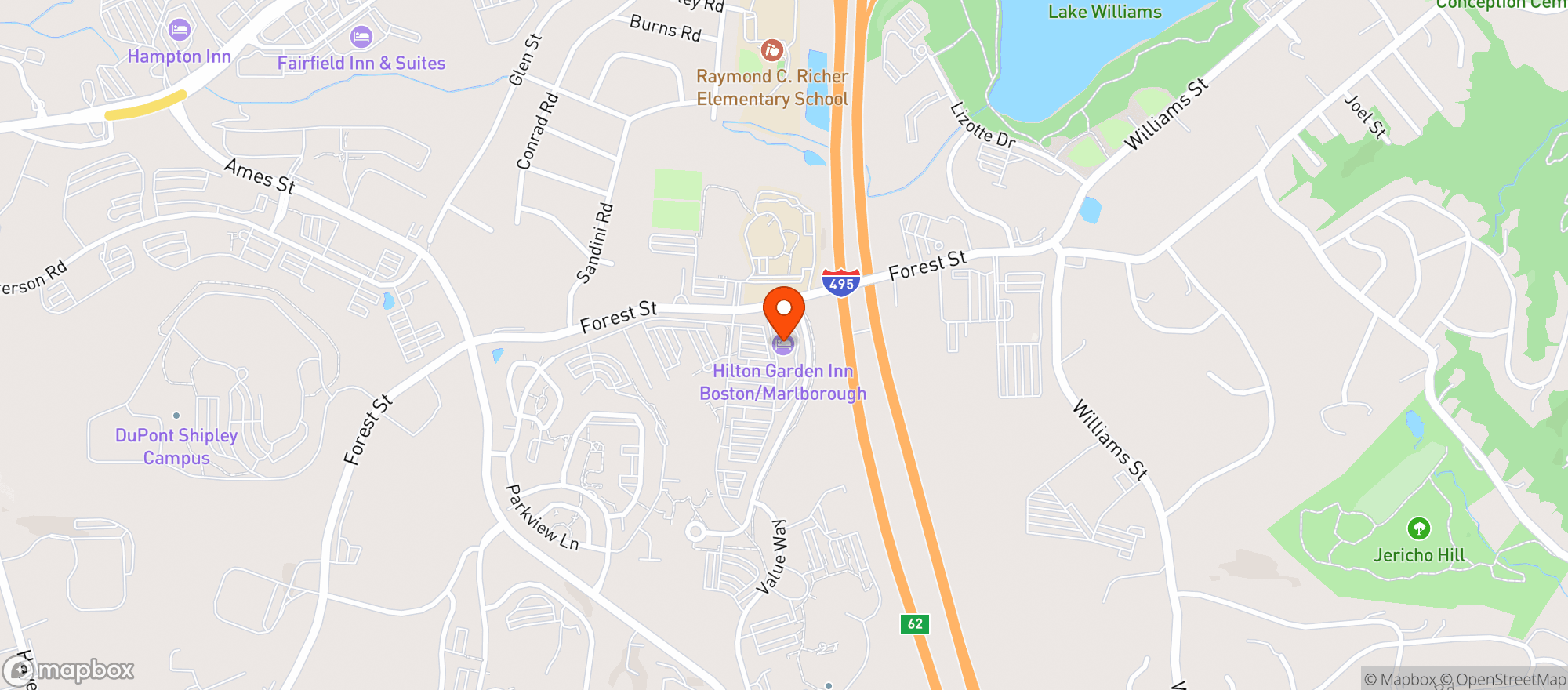 Map showing Hilton Garden Inn