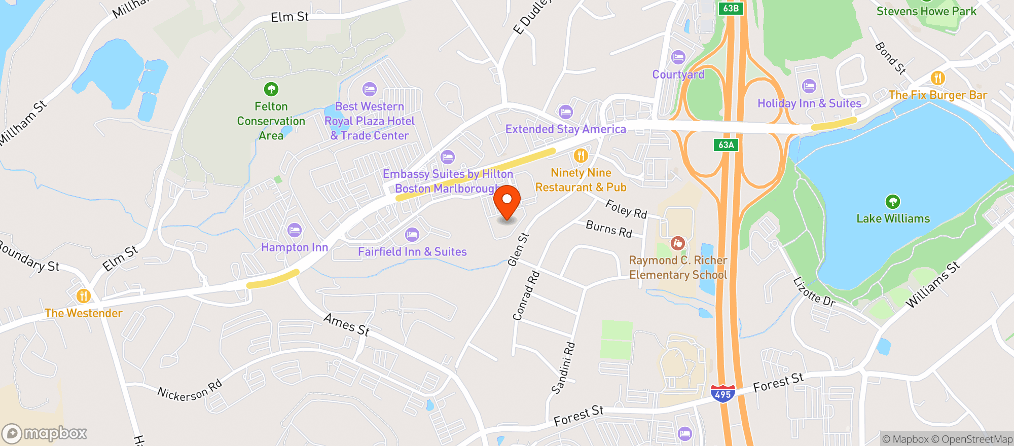 Map showing Apex Entertainment
