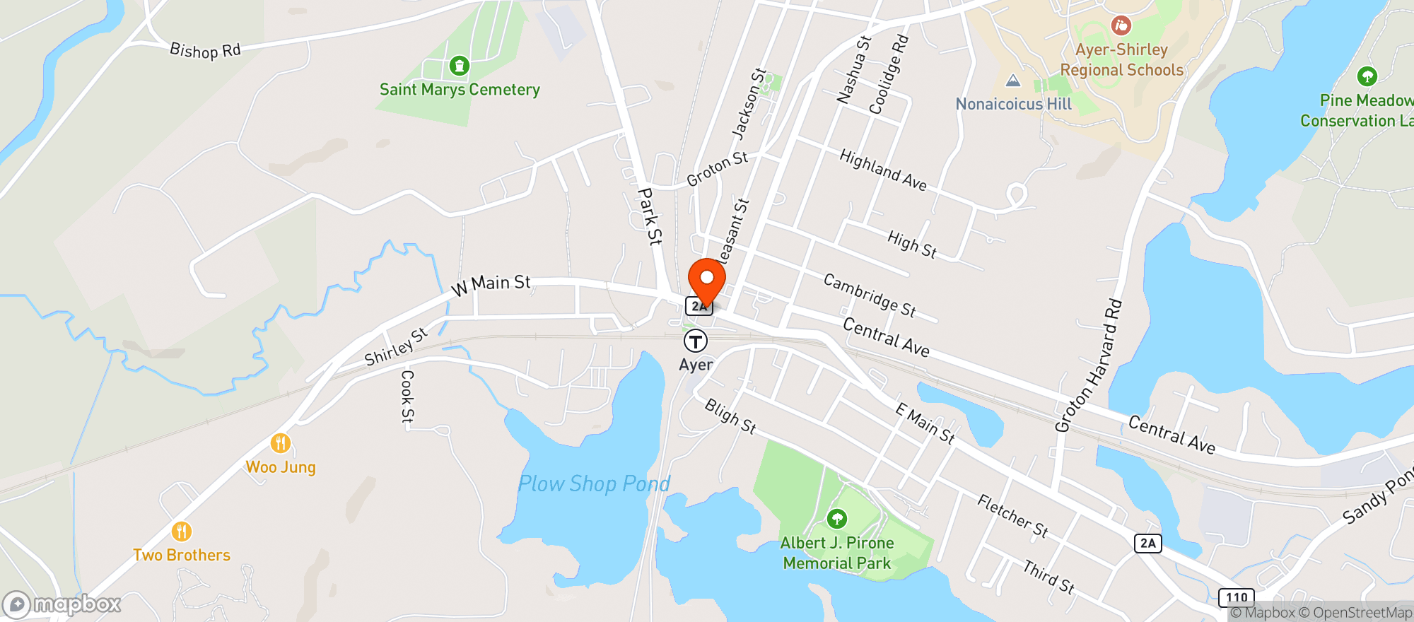 Map showing AYER PACKAGE STORE