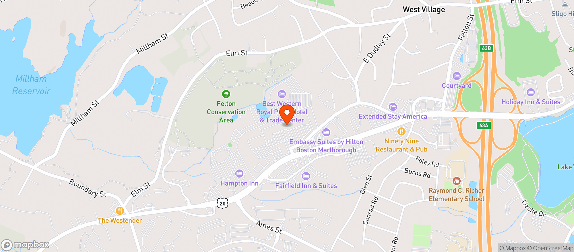 Map showing Denny's Liquors