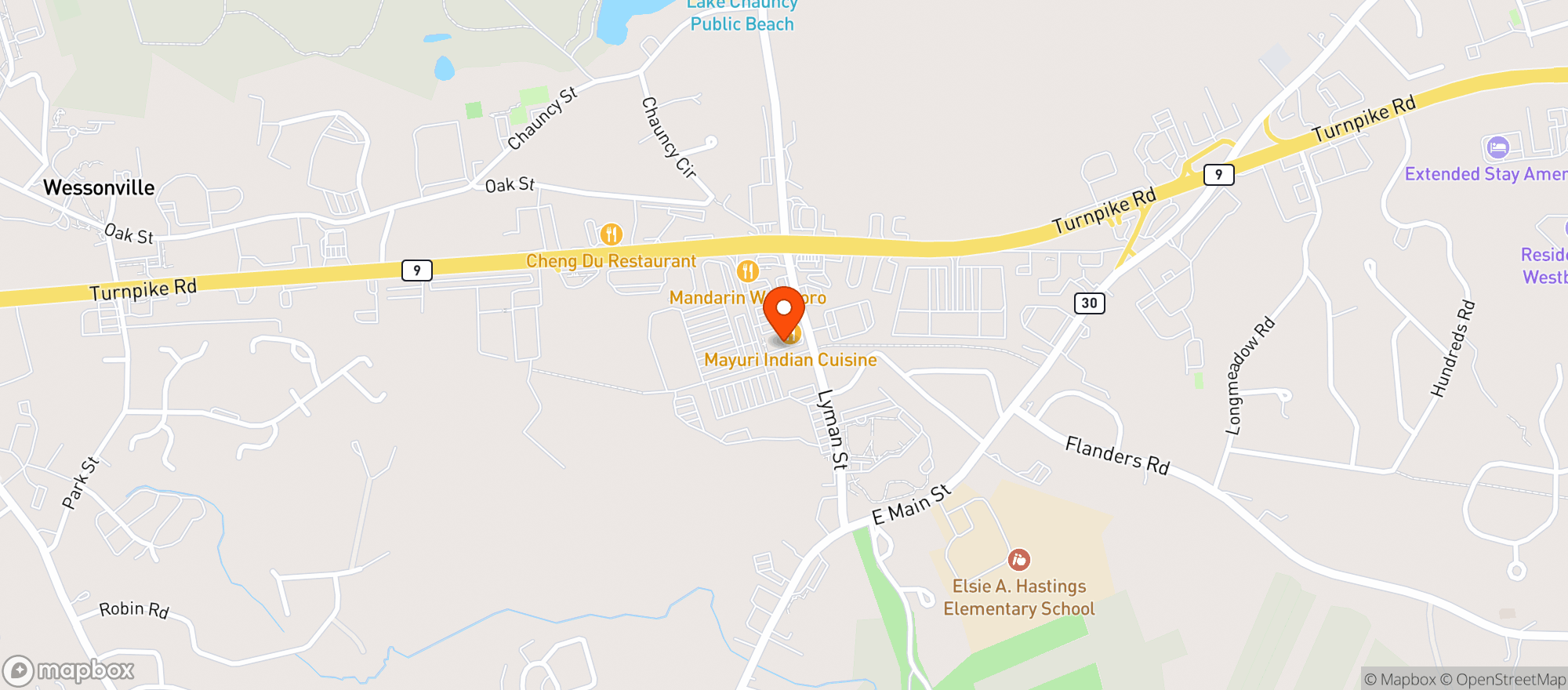 Map showing Mayuri Indian Cuisine