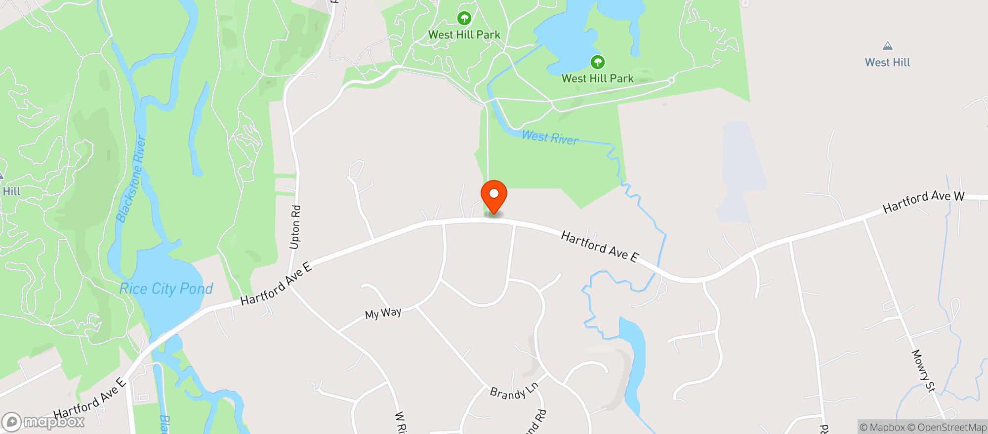 Map showing West Hill Dam