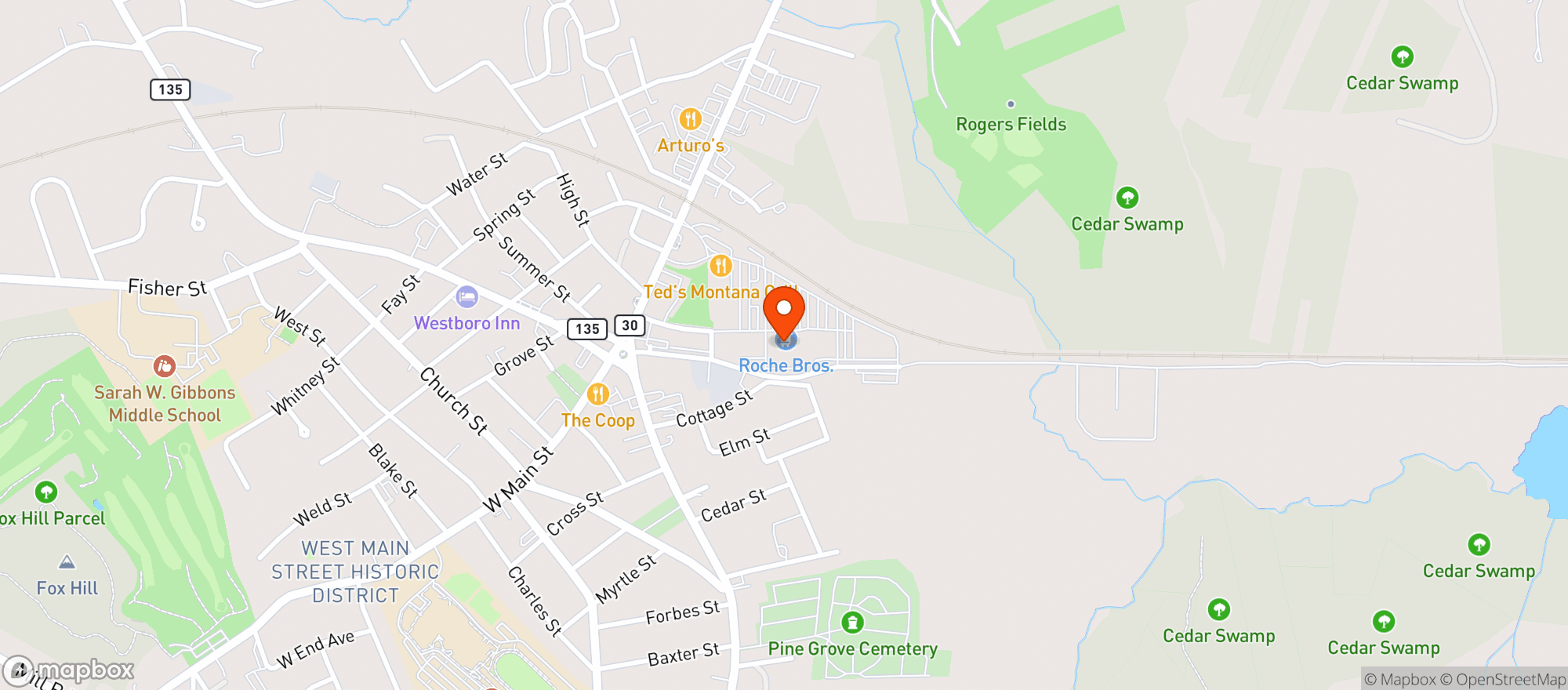 Map showing Roche Bros