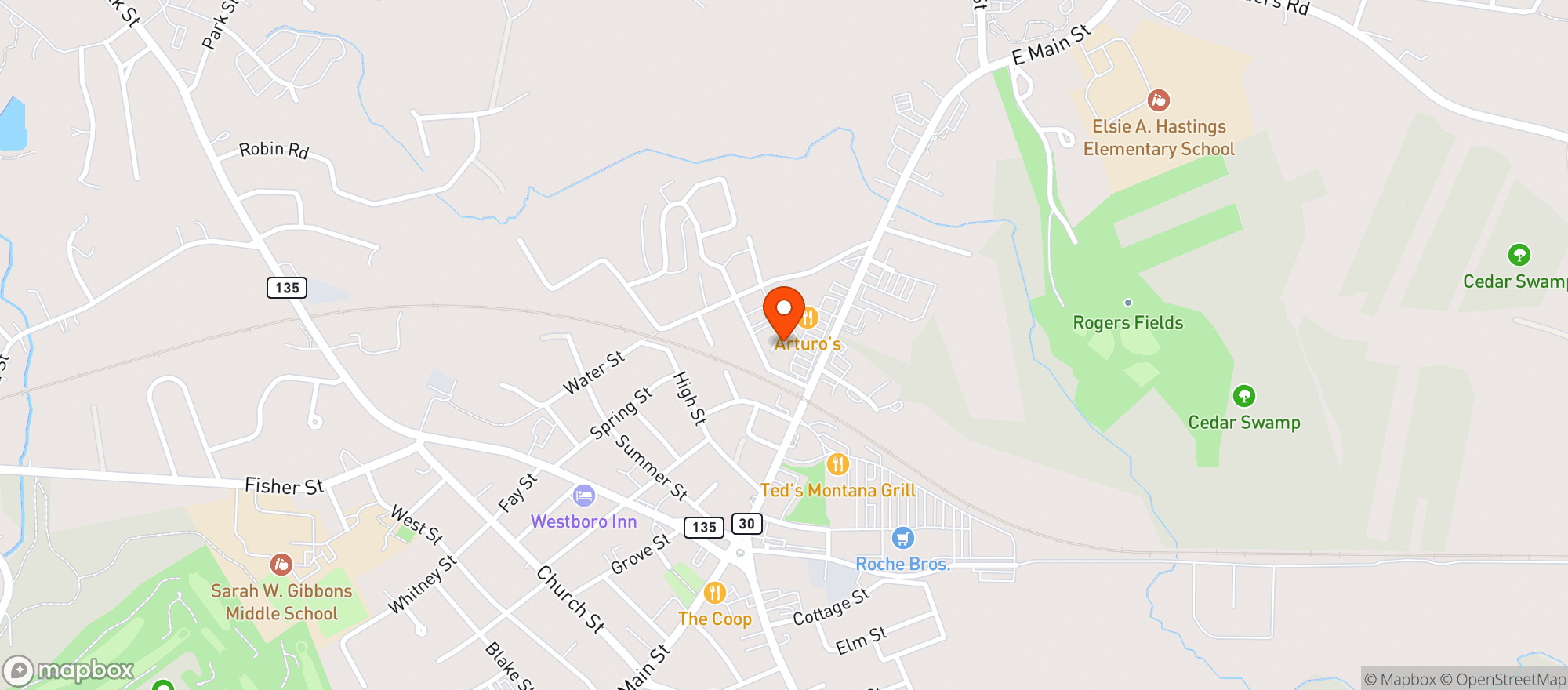 Map showing Arturos Ristorante