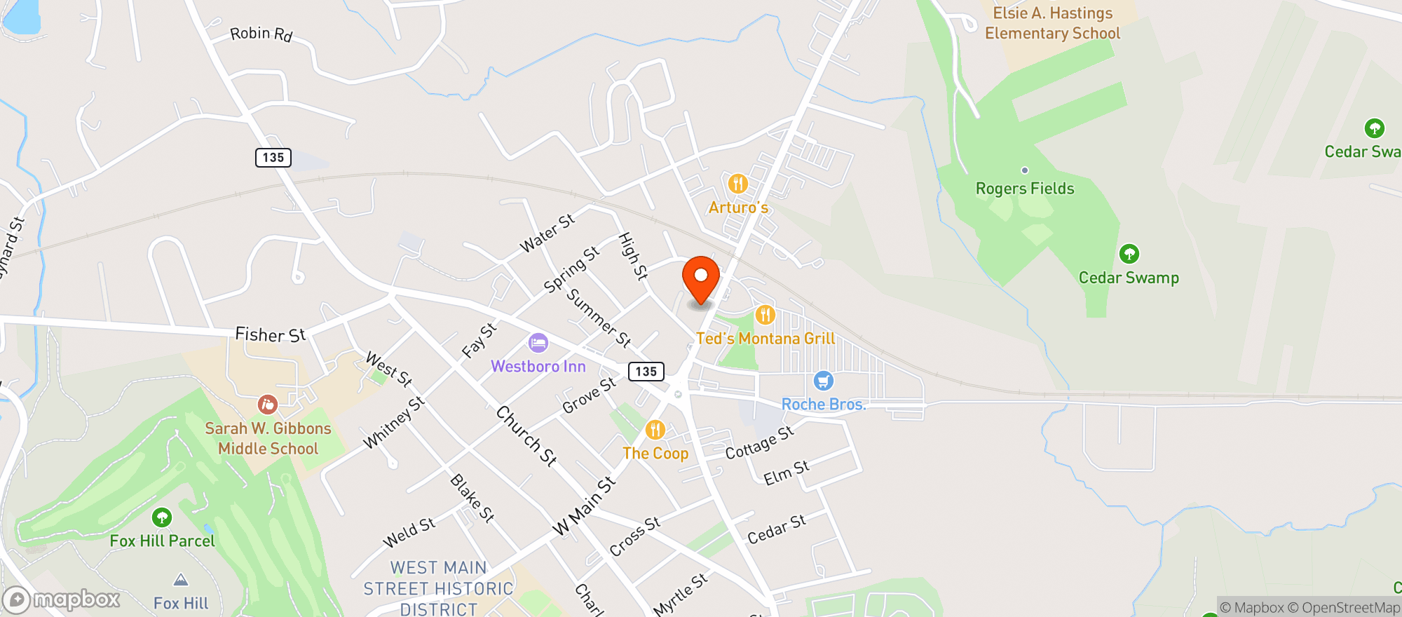 Map showing Westboro House Of Pizza