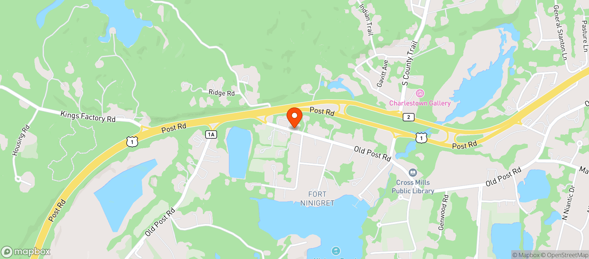 Map showing Charlestown Pkg. Store