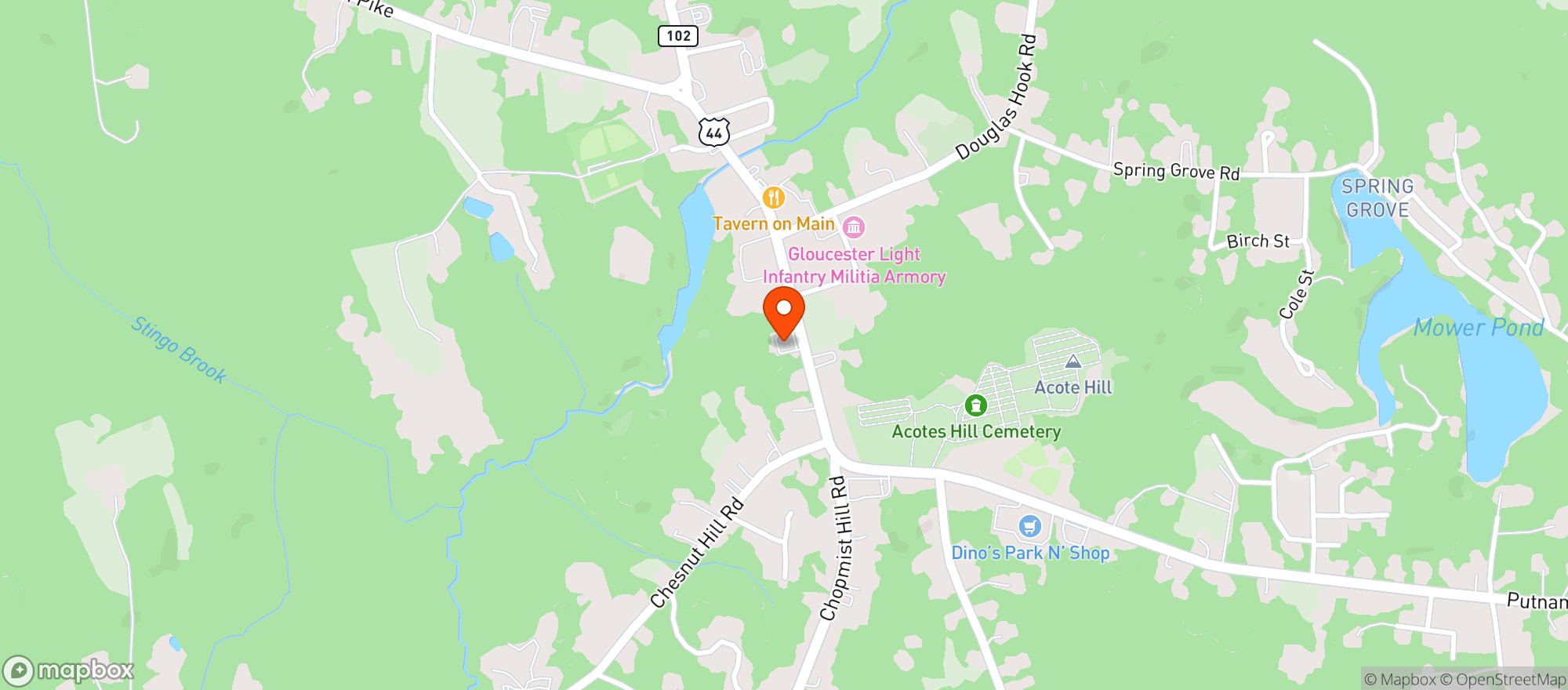 Map showing Chepachet Village Wine & Spirits