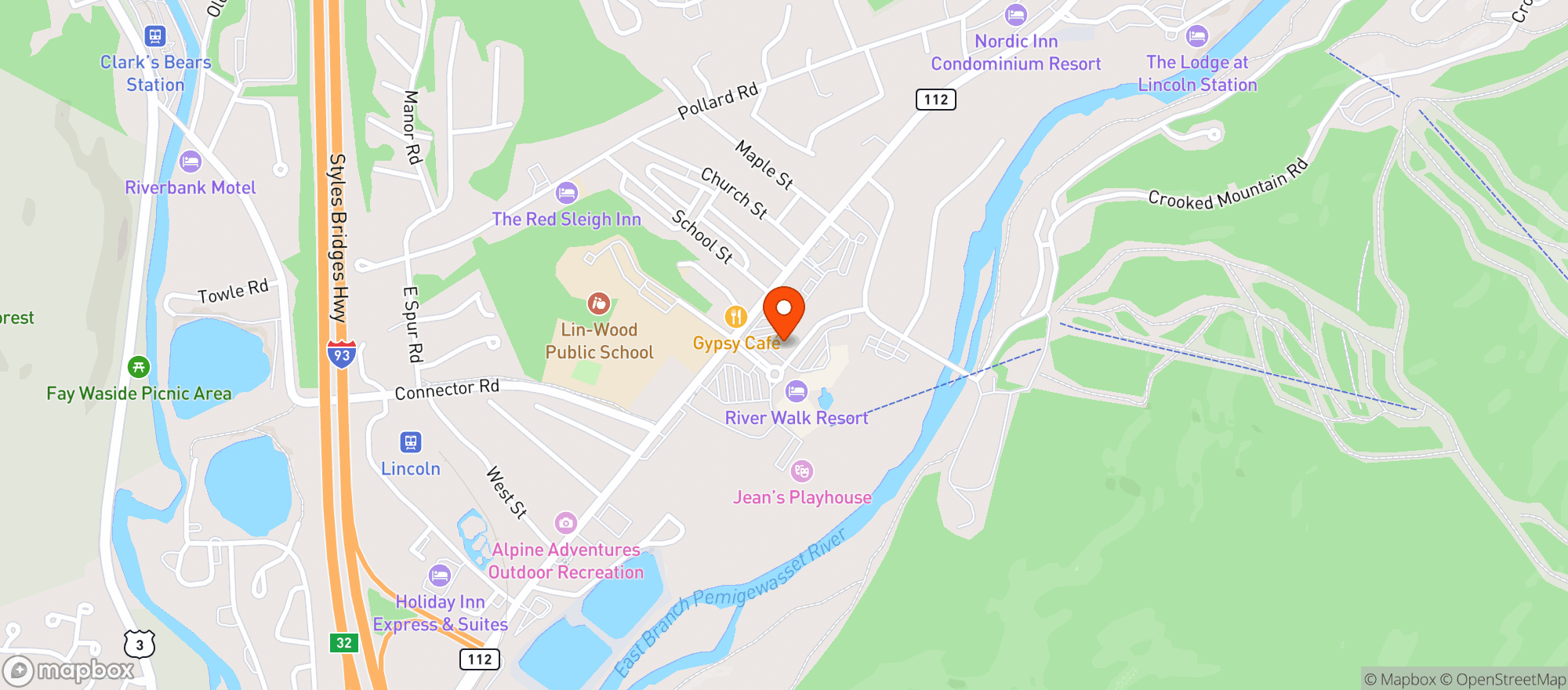 Map showing Snowfish Sushi