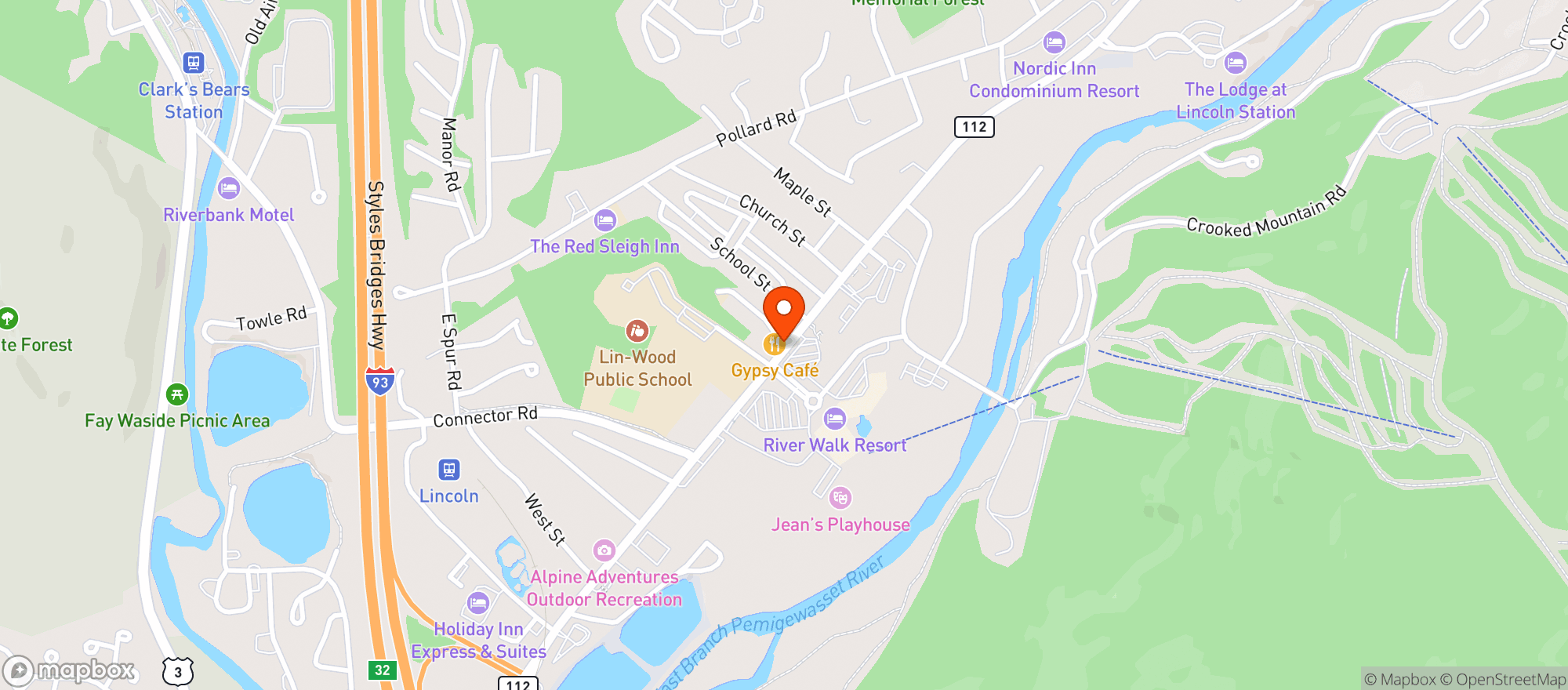 Map showing Gypsy Cafe