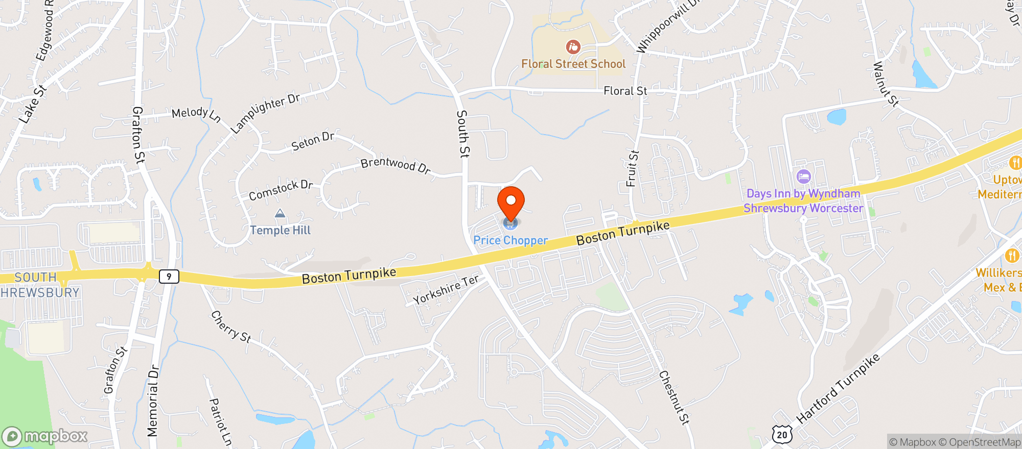 Map showing Price Chopper - Shrewsbury #229