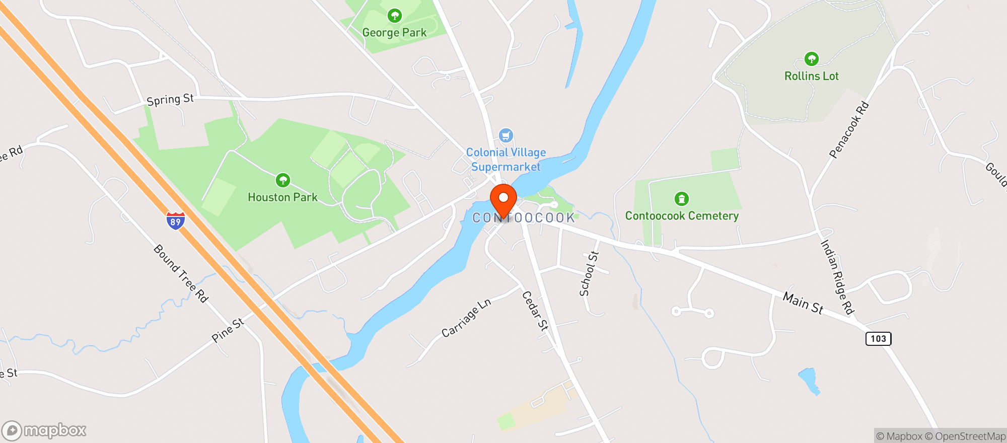 Map showing CEDAR AND MAIN TAVERN