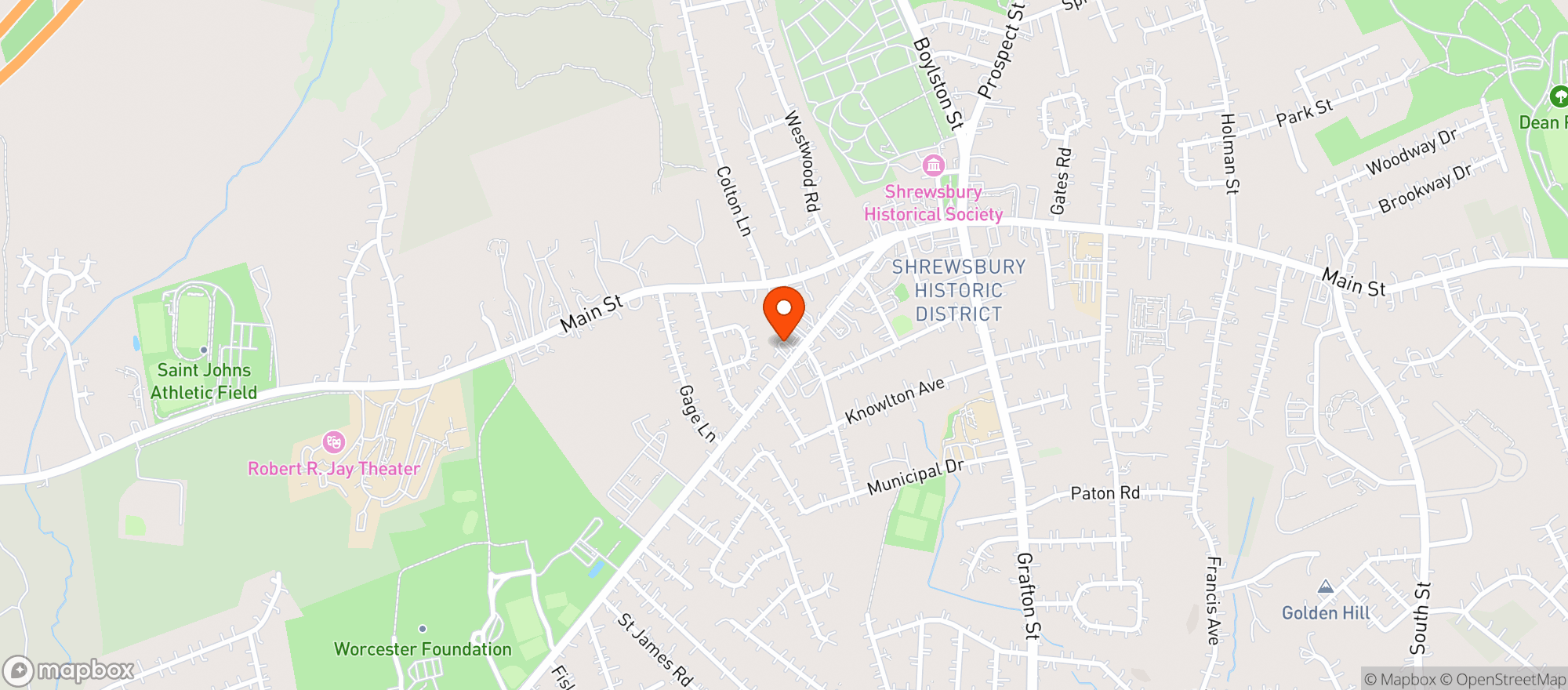 Map showing Hickey's Shrewsbury