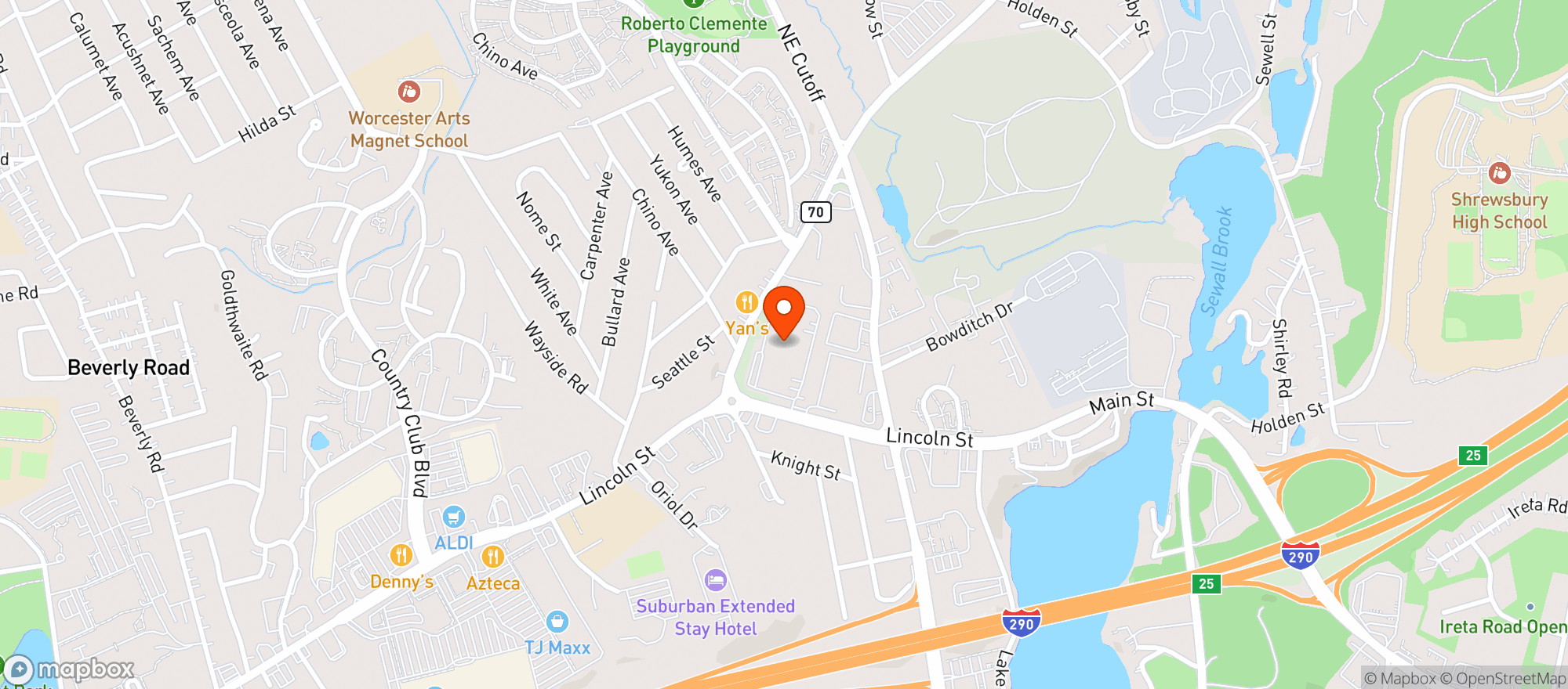 Map showing Mission Worcester