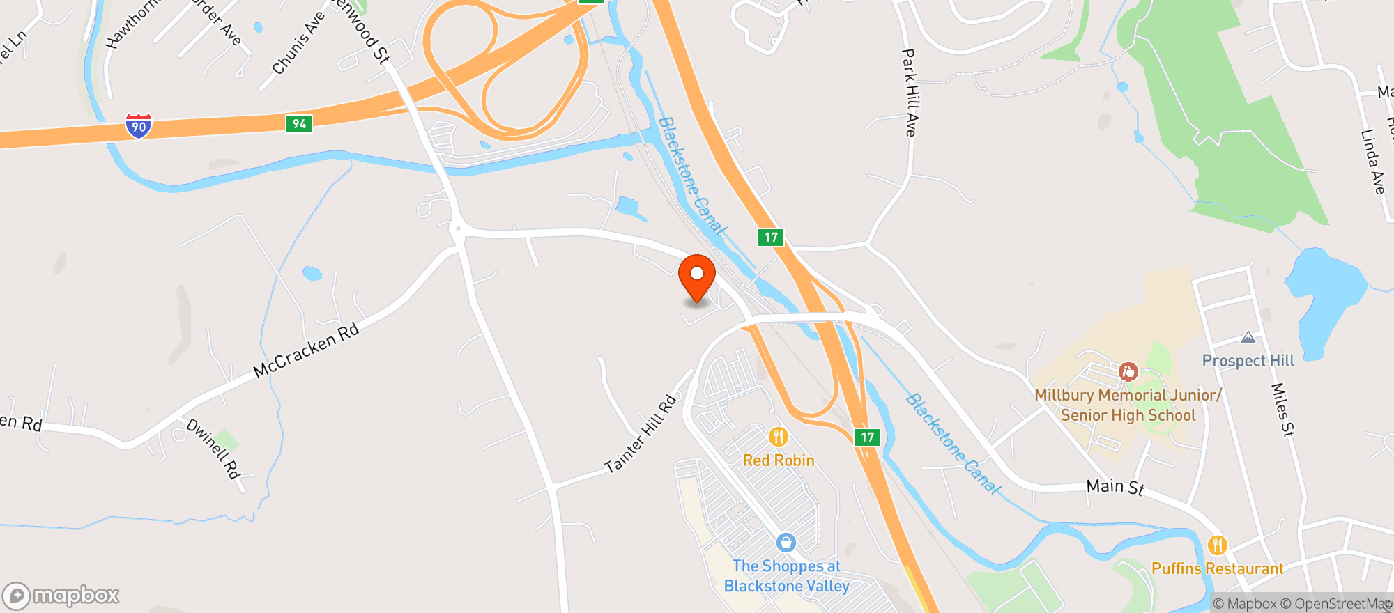 Map showing Wonderland Cannabis - Millbury