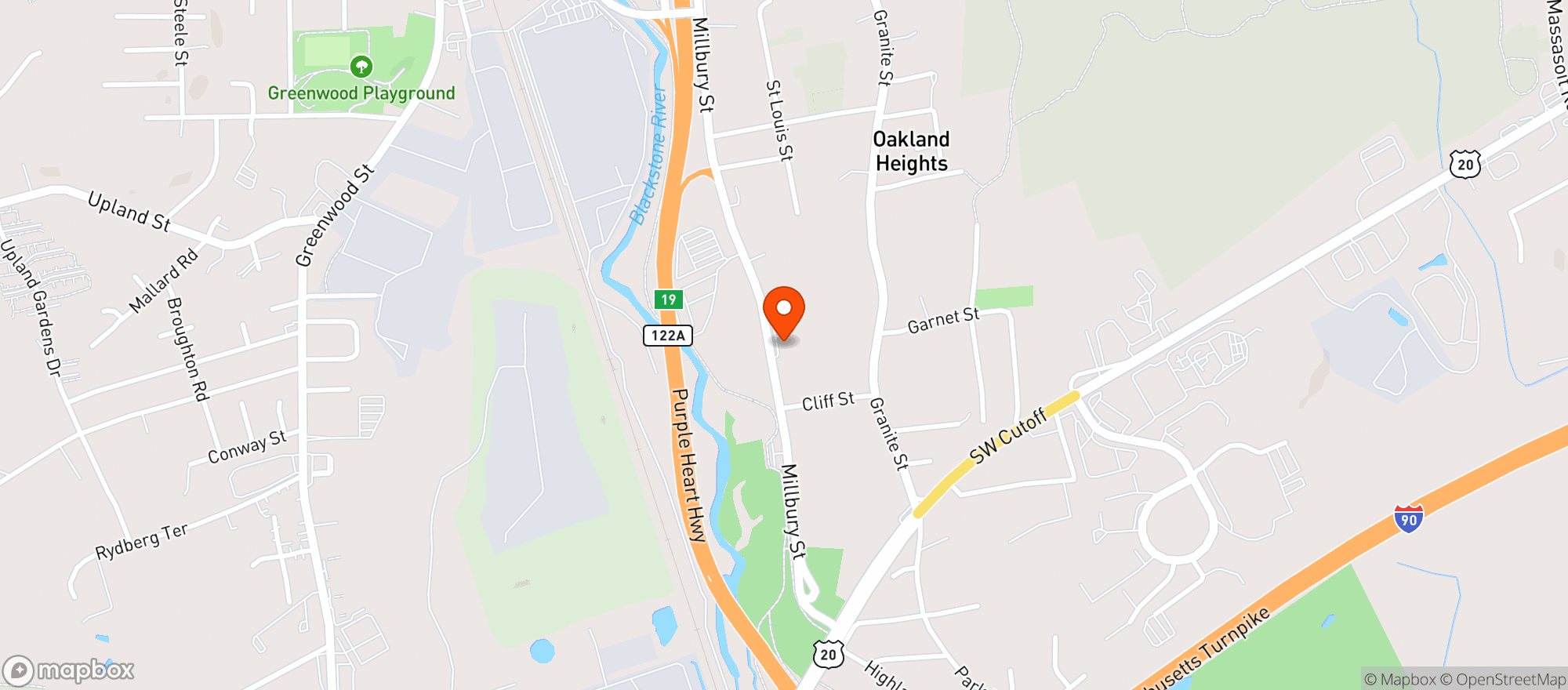 Map showing Resinate - Worcester