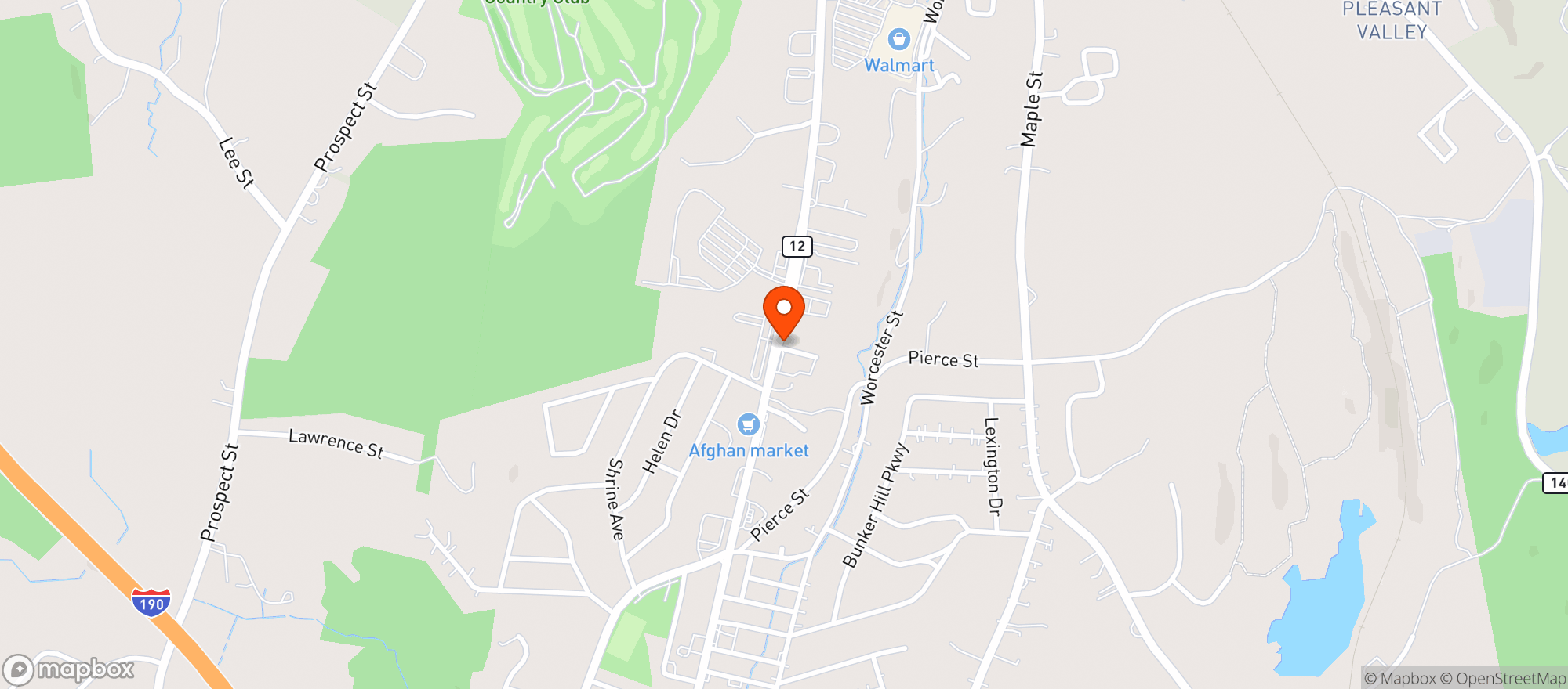 Map showing WEST BOYLSTON PACKAGE