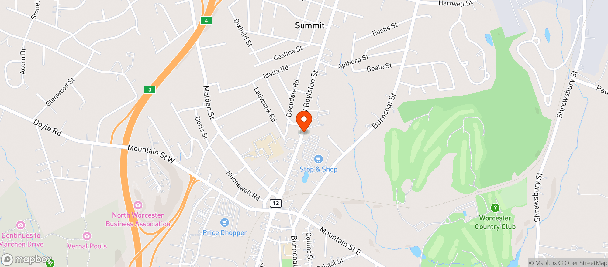 Map showing Stop & Shop - 0085 - Worcester