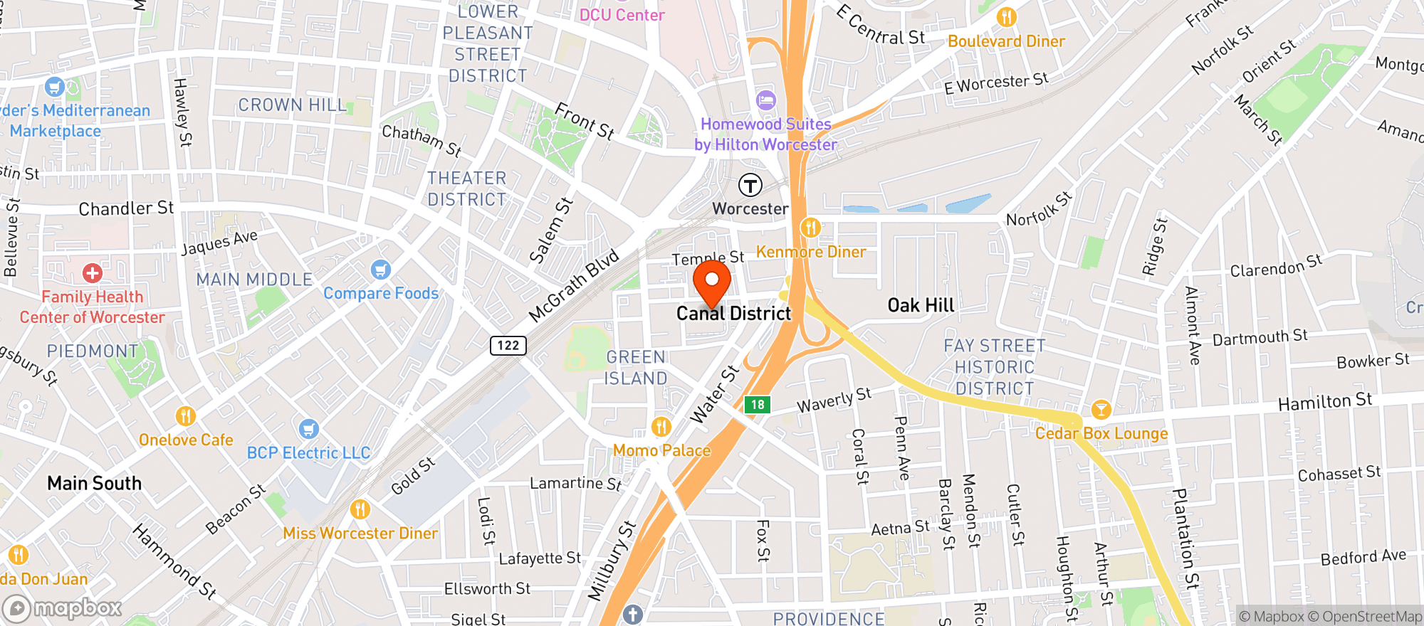 Map showing Bay State Brewery & Tap Room