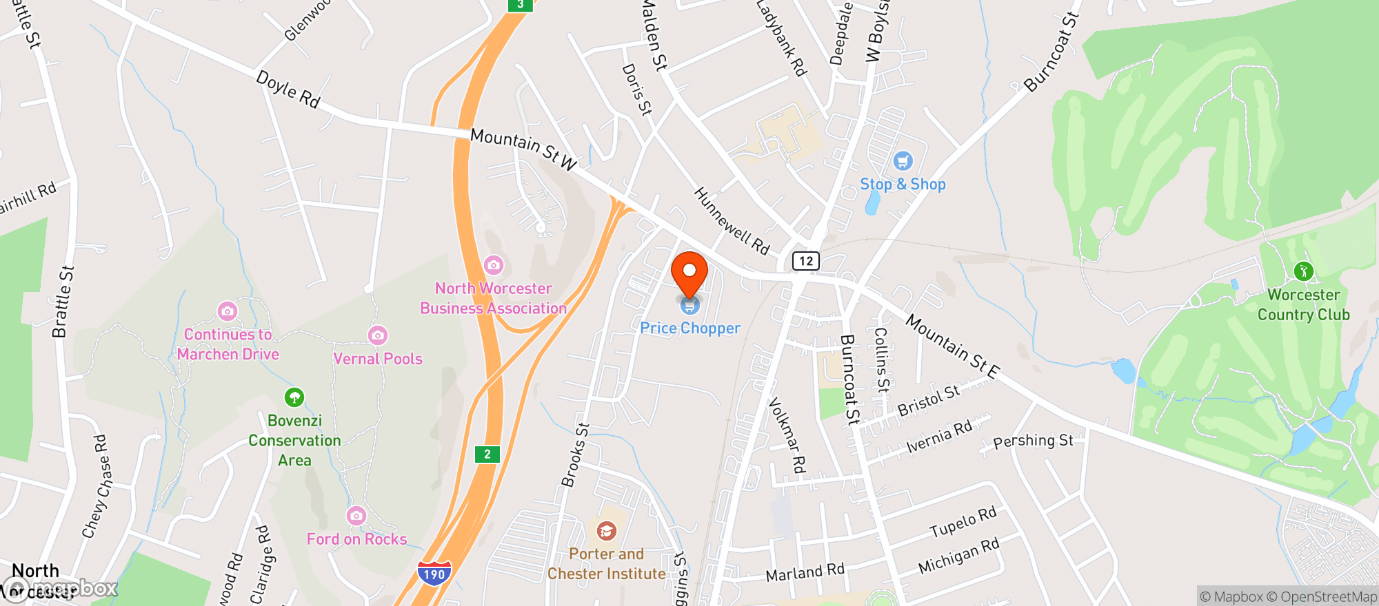 Map showing Price Chopper - Worcester #194