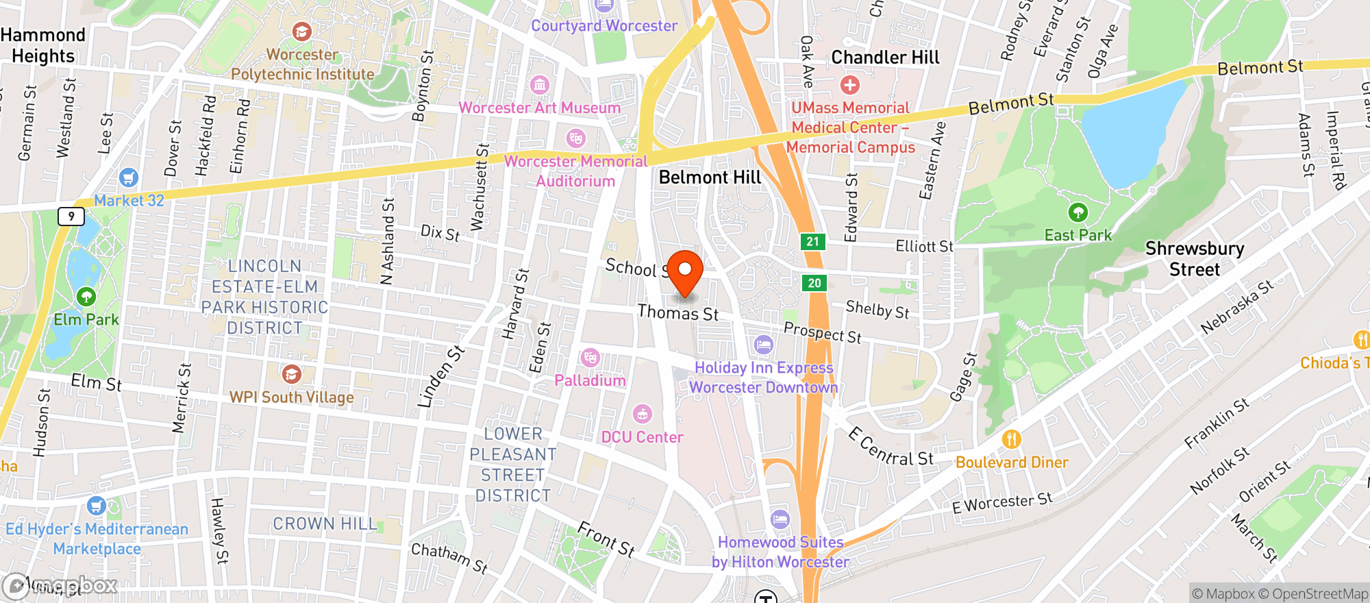 Map showing Drew Food Mart