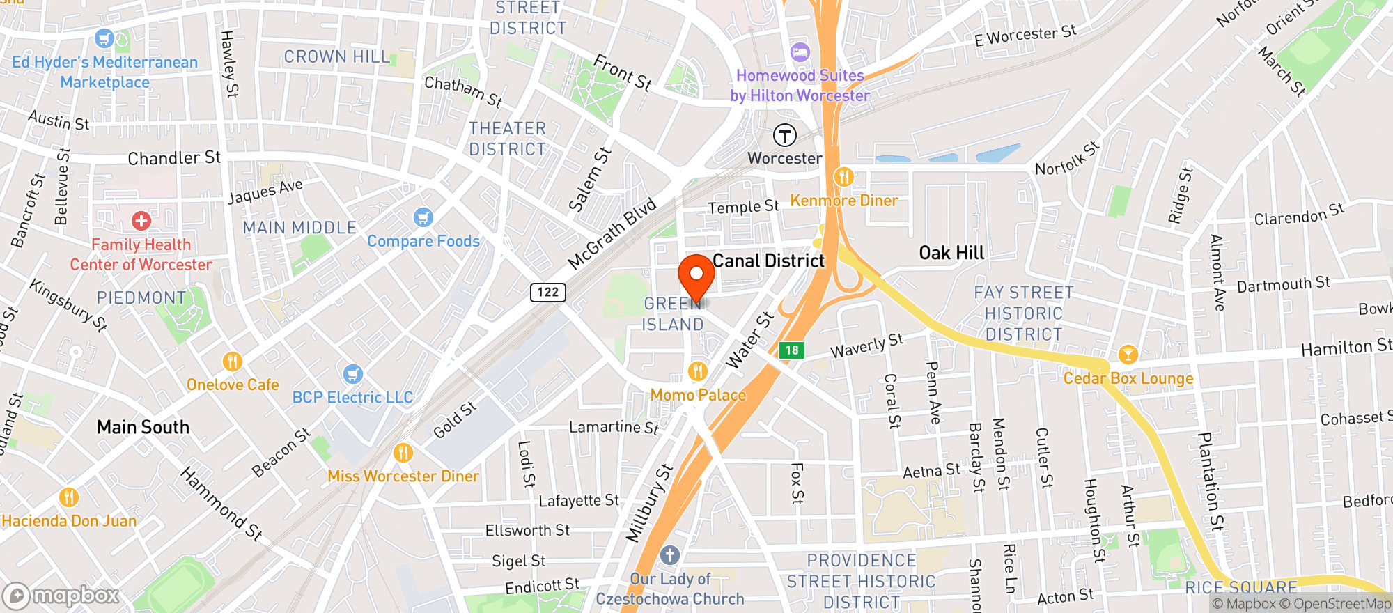 Map showing White Eagle Polish Club
