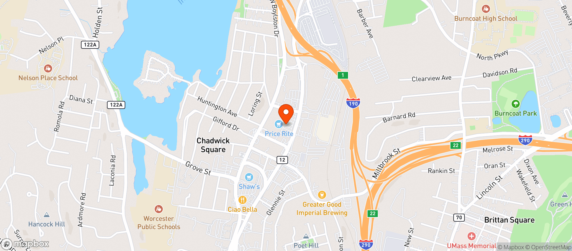Map showing Austin Liquors