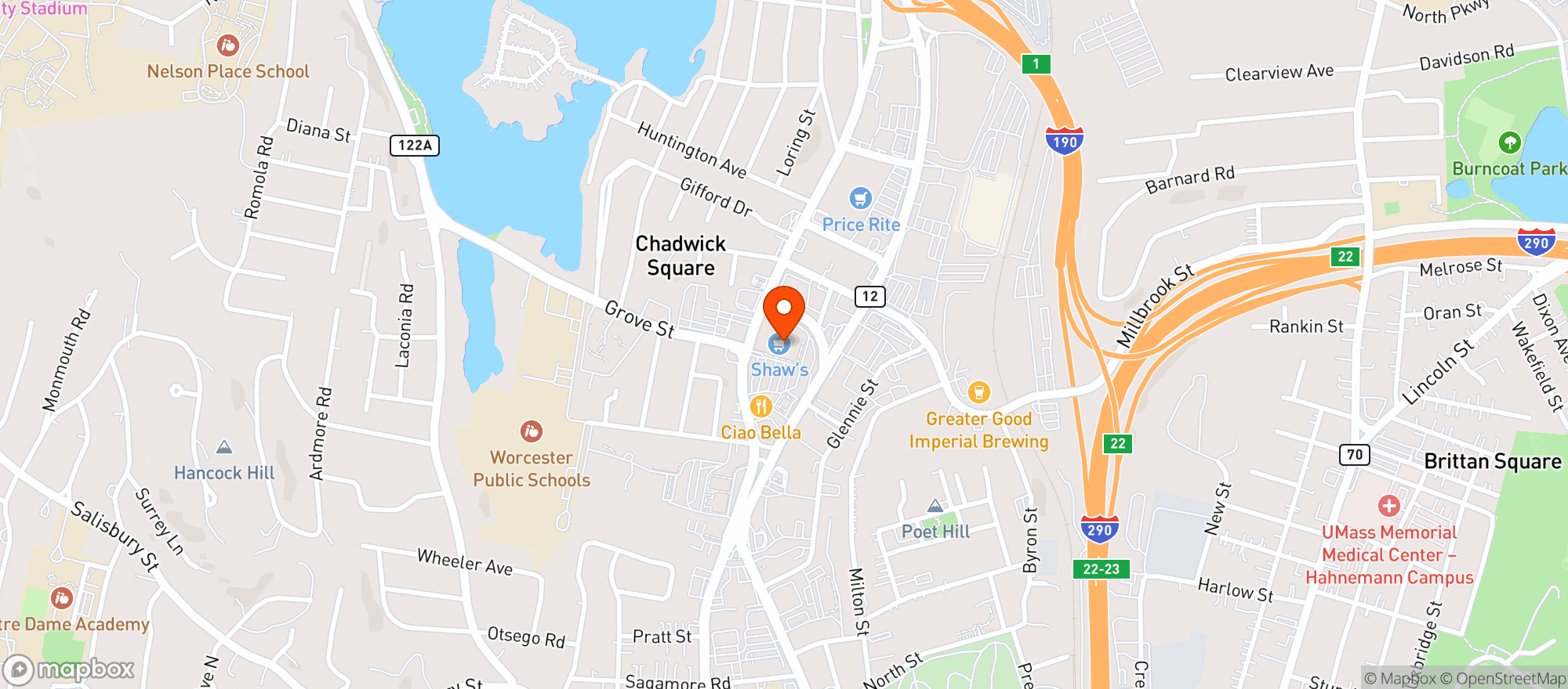 Map showing Shaws