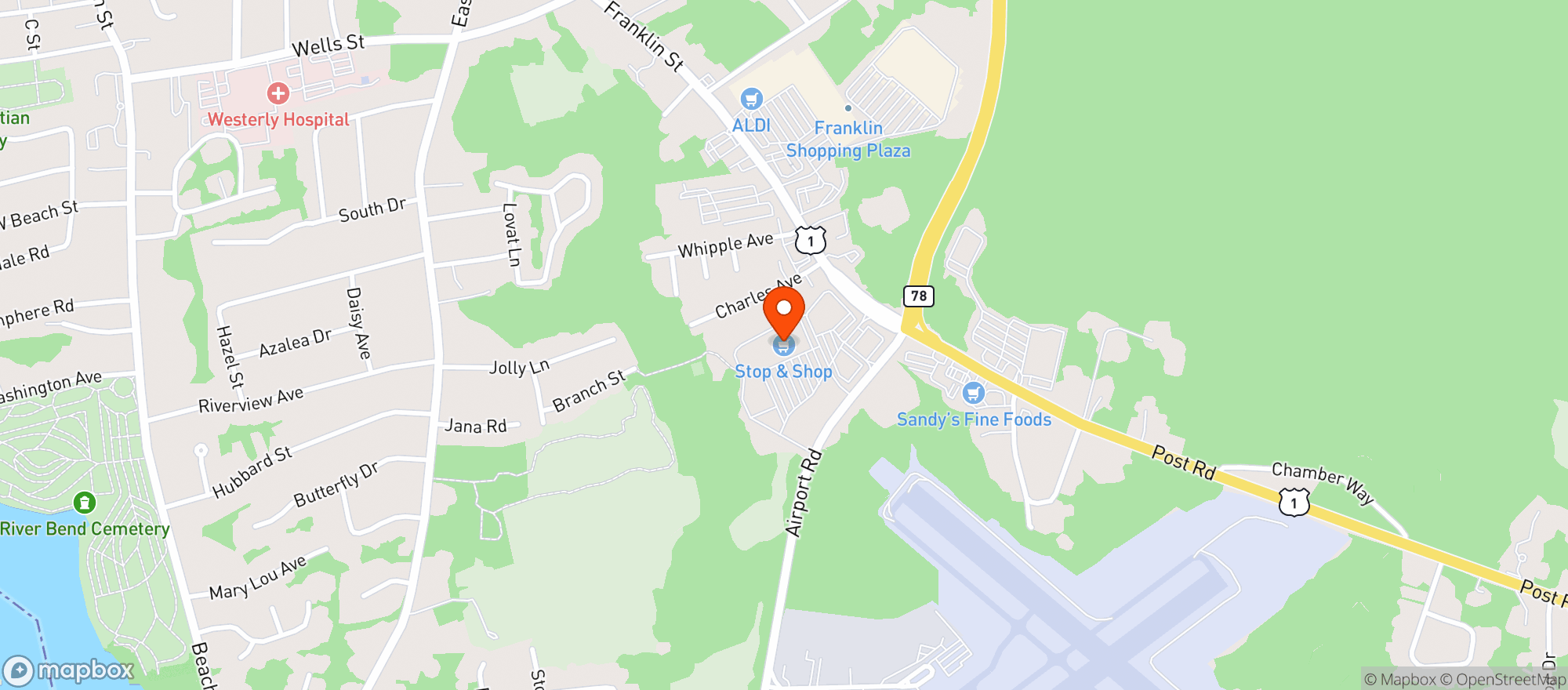 Map showing STOP & SHOP (149 FRANKLIN STREET)