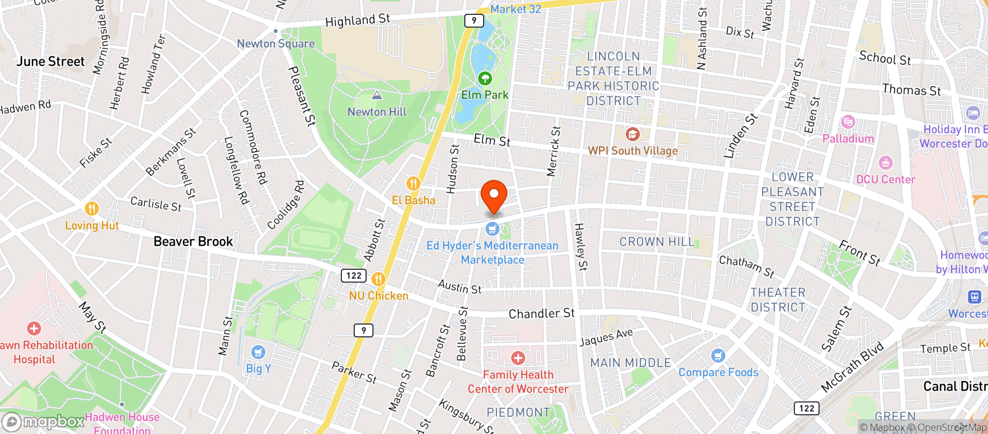 Map showing Ed Hyder's Mediterranean Market