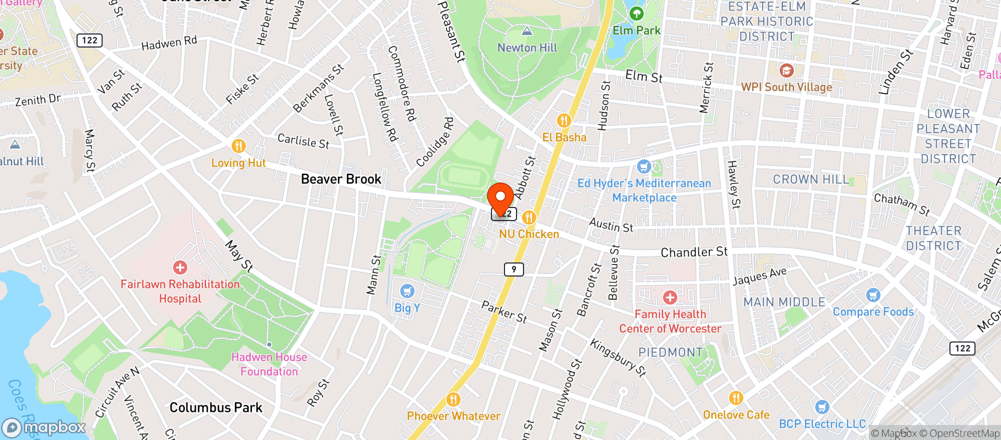 Map showing Antonios Pizza