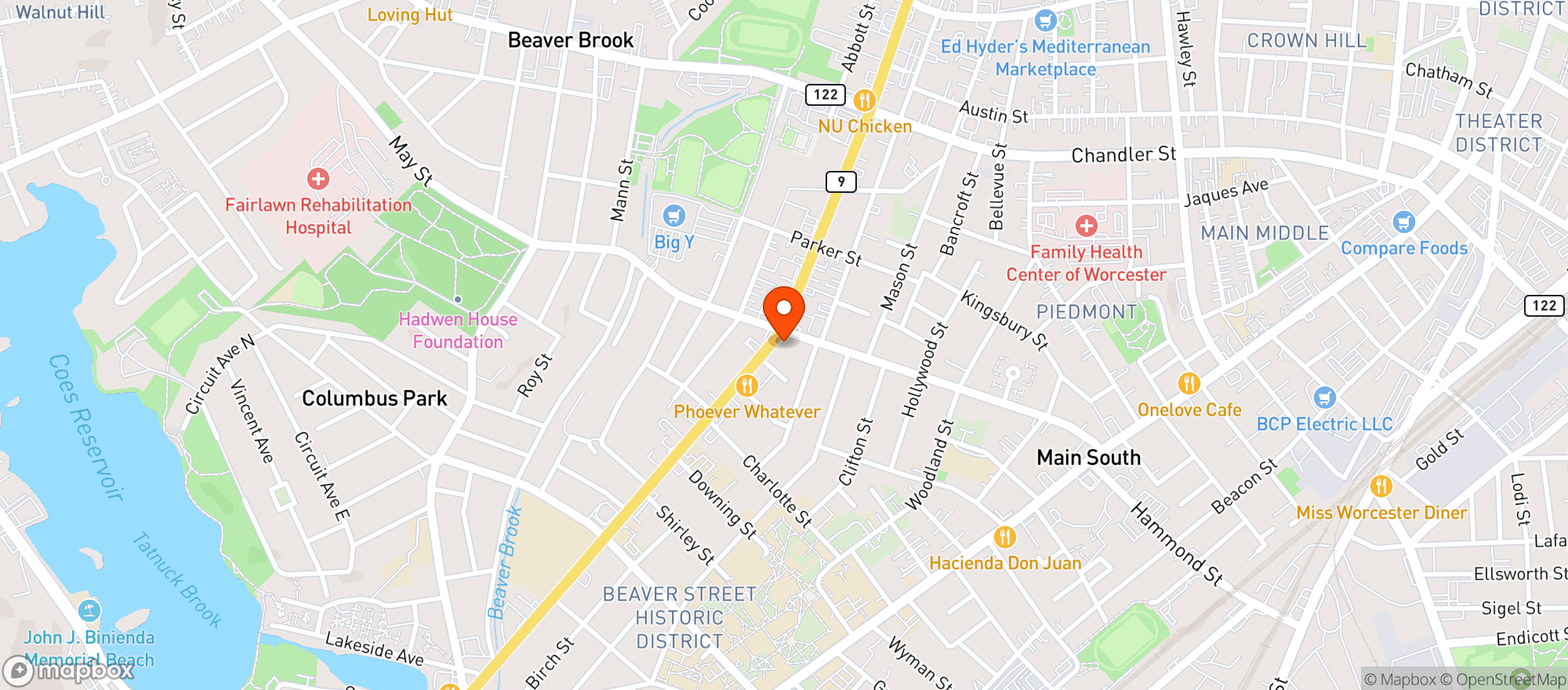 Map showing Huskys Pub