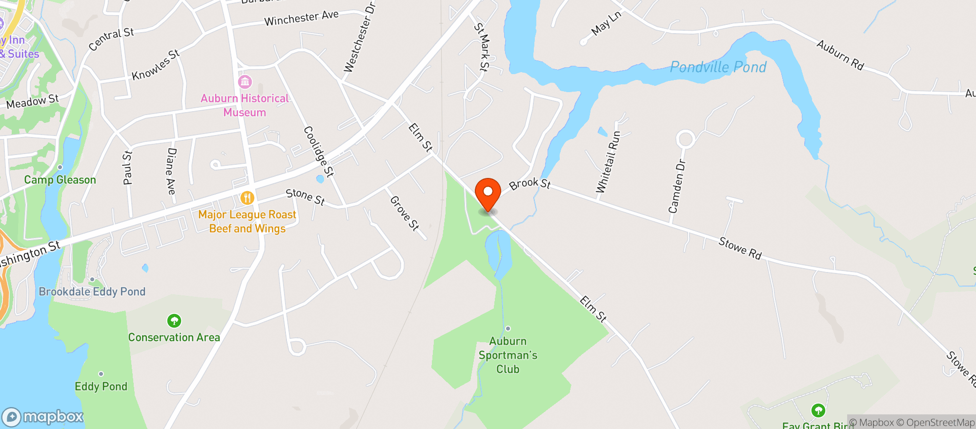 Map showing Auburn Sportsmens Club