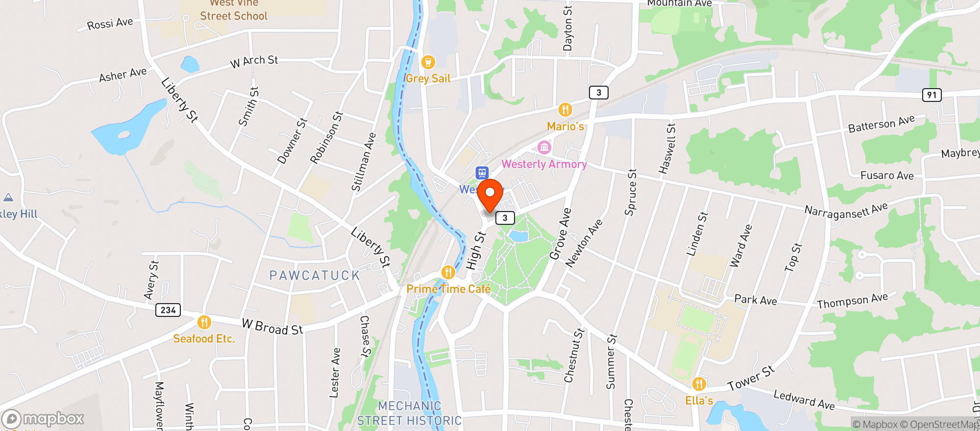 Map showing Pizzeria Longo