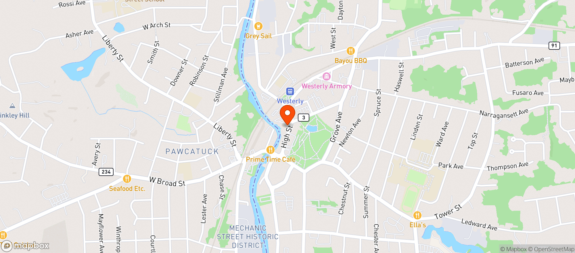 Map showing Perks And Corks Cafe