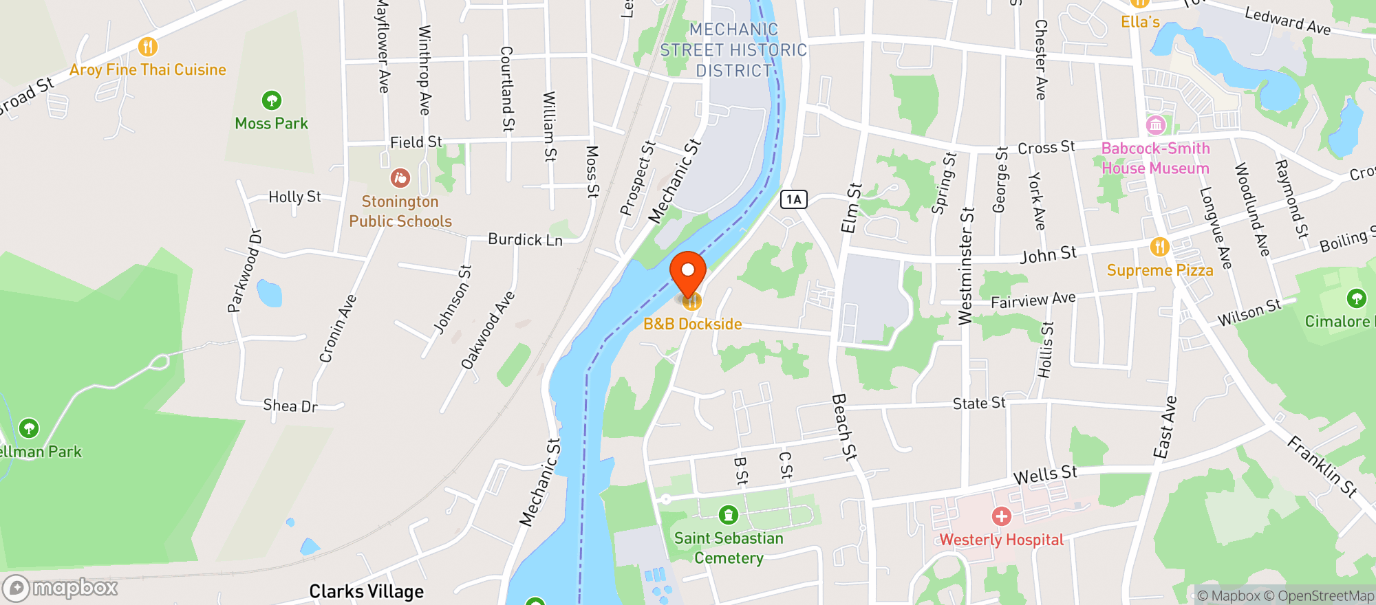 Map showing Dockside B & B