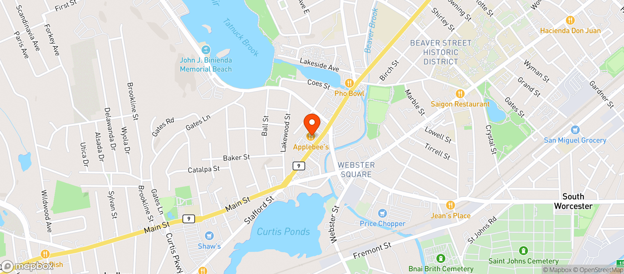 Map showing Applebees Neighborhood Grill & Bar