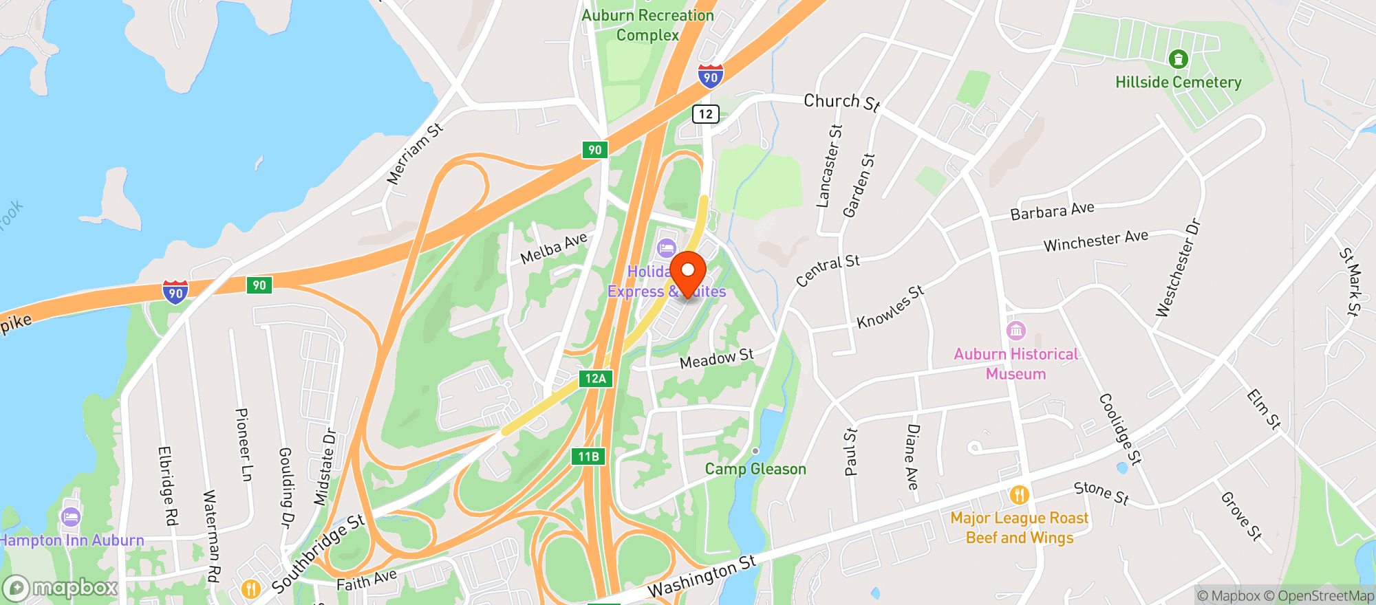 Map showing Auburn Beer Wine & Vape