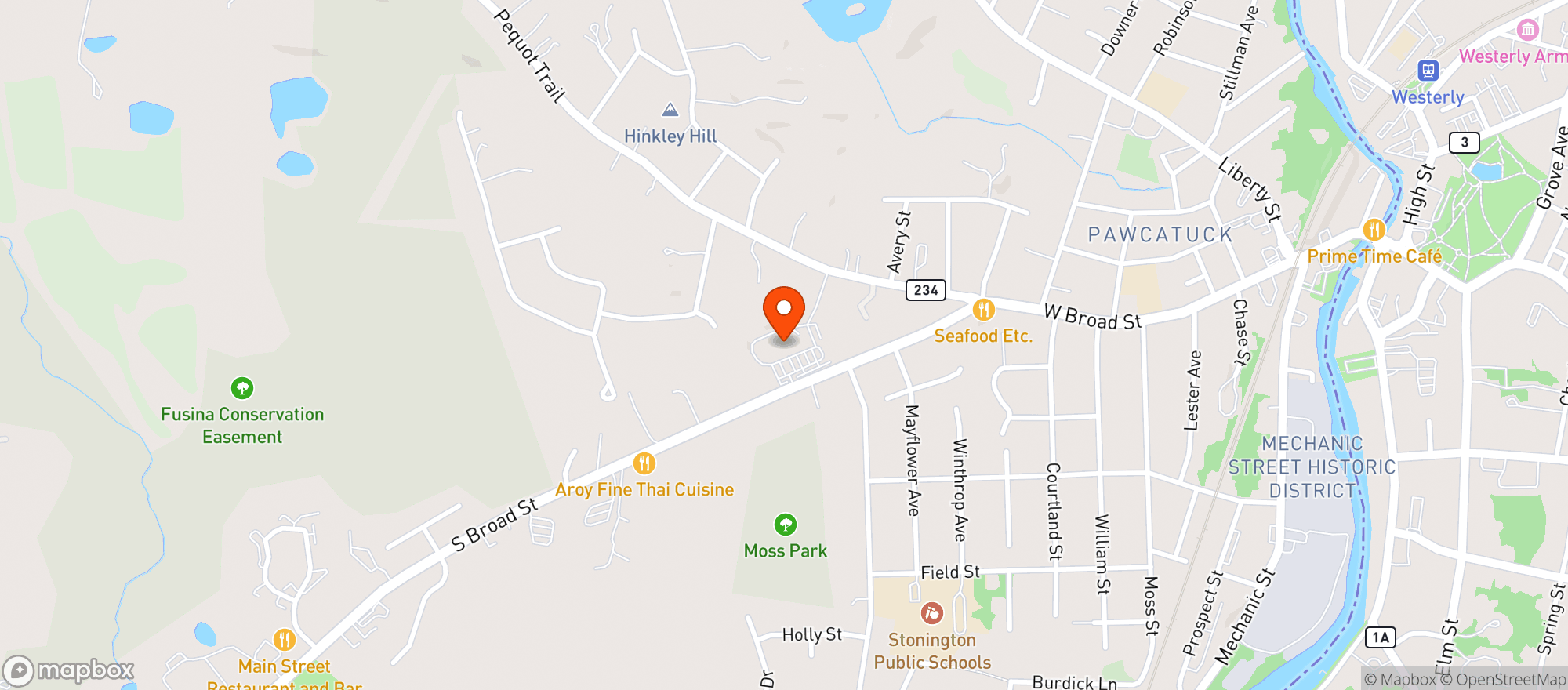 Map showing O'Keefe's Package Store
