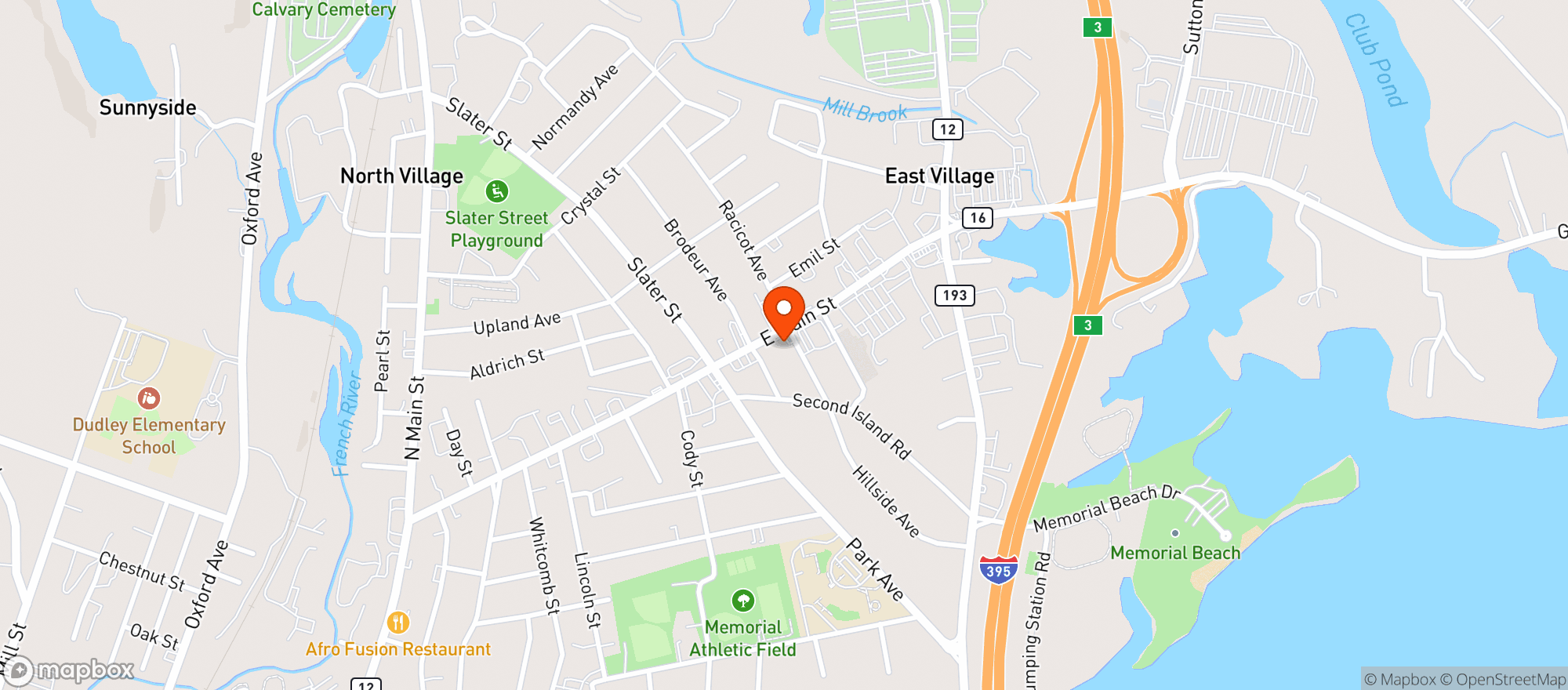 Map showing Hanks Liquors