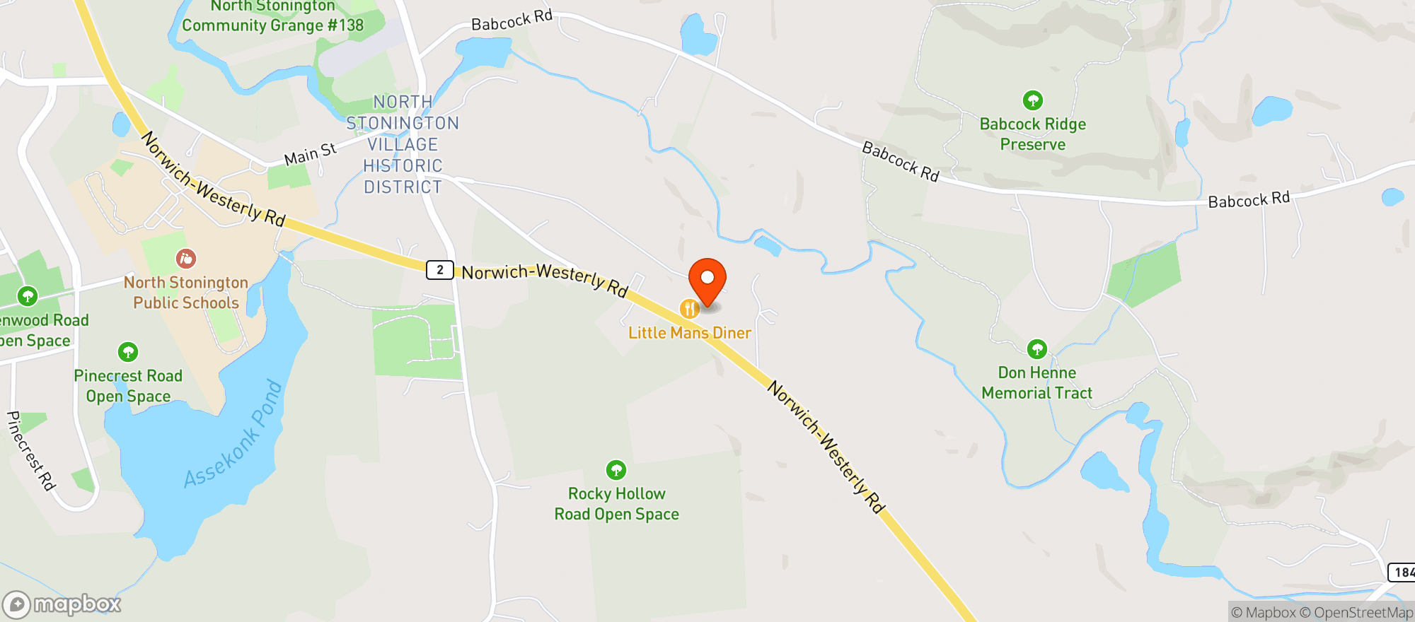 Map showing North Stonington Package Store