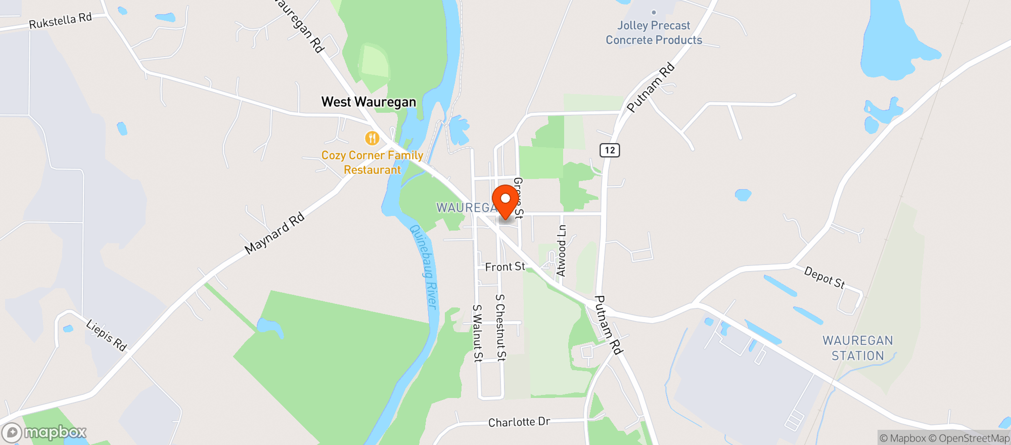 Map showing Wauregan Package Store