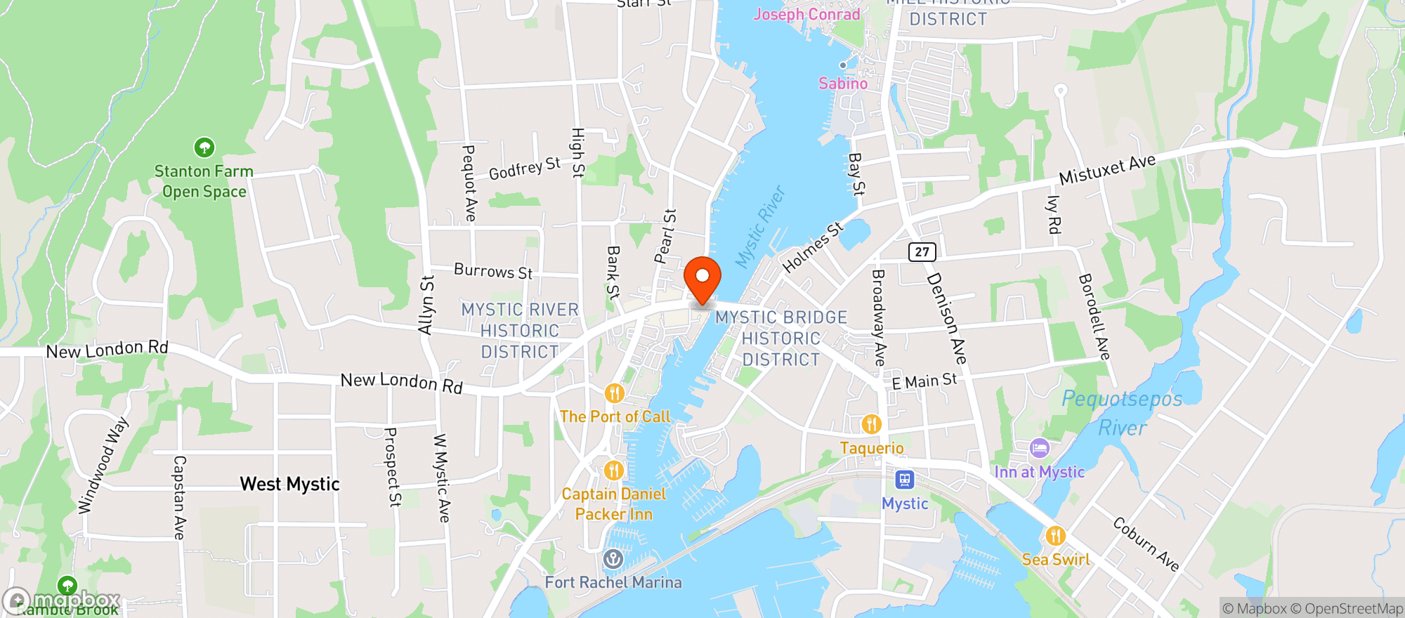 Map showing Mystic Sweet Shop