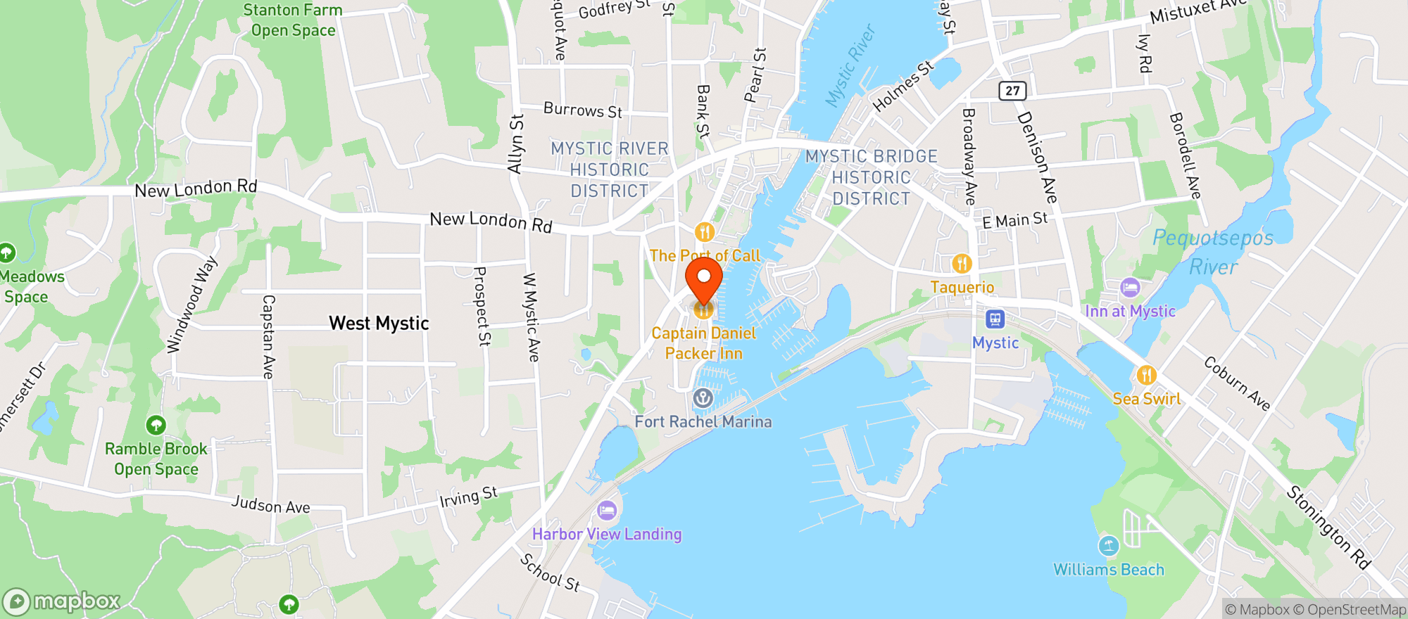 Map showing Captain Daniel Packer Inne