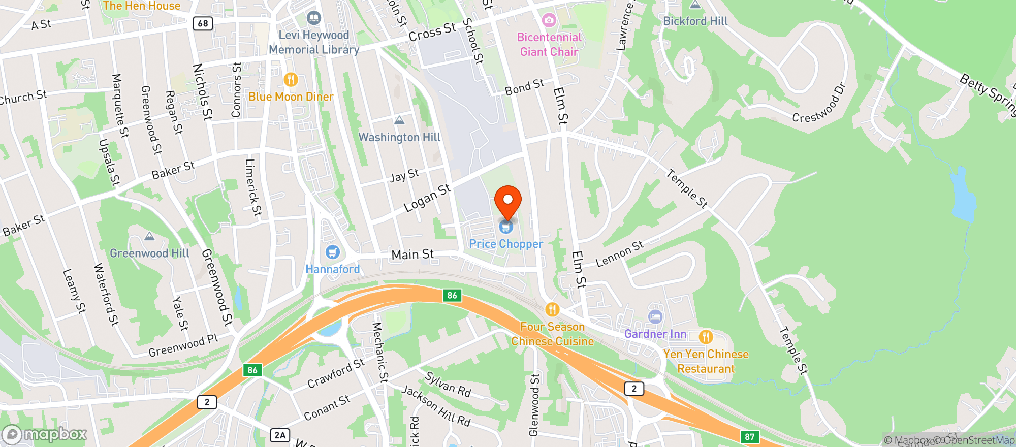 Map showing Price Chopper - Gardner #239