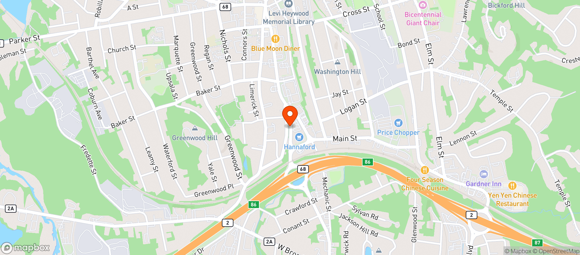 Map showing Hannaford