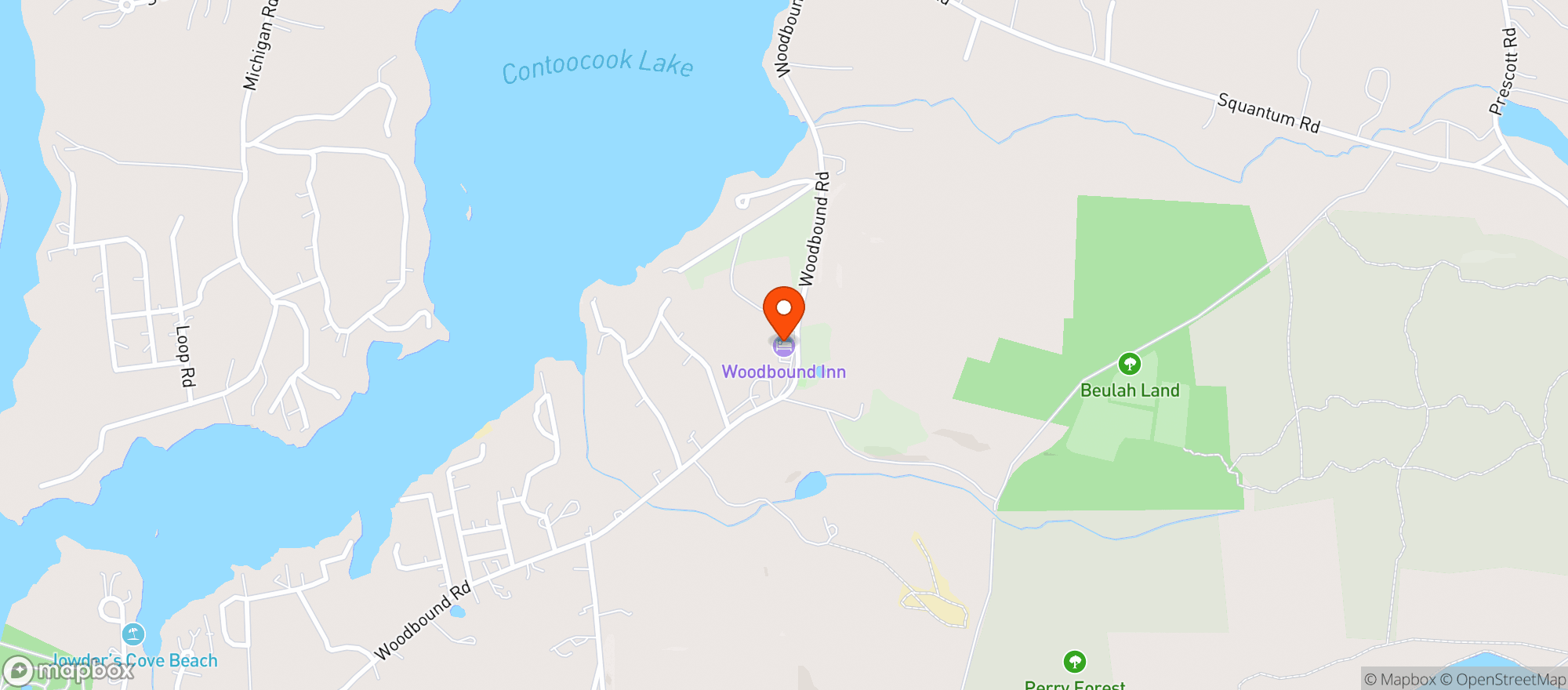 Map showing Woodbound Inn