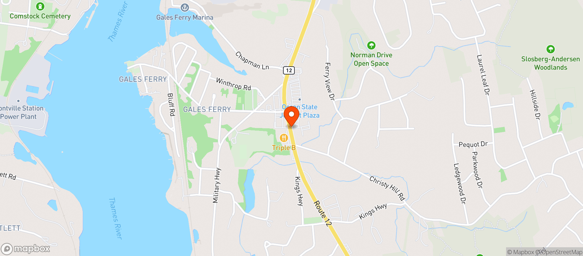 Map showing Gales Ferry Spirit Shop (new)