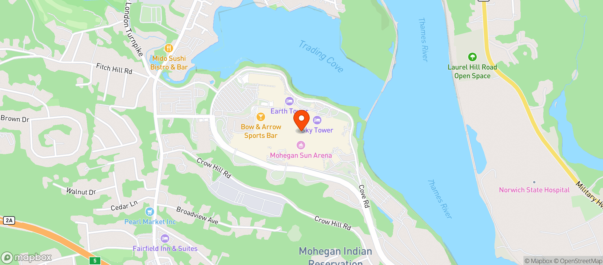 Map showing Toms Watch Bar