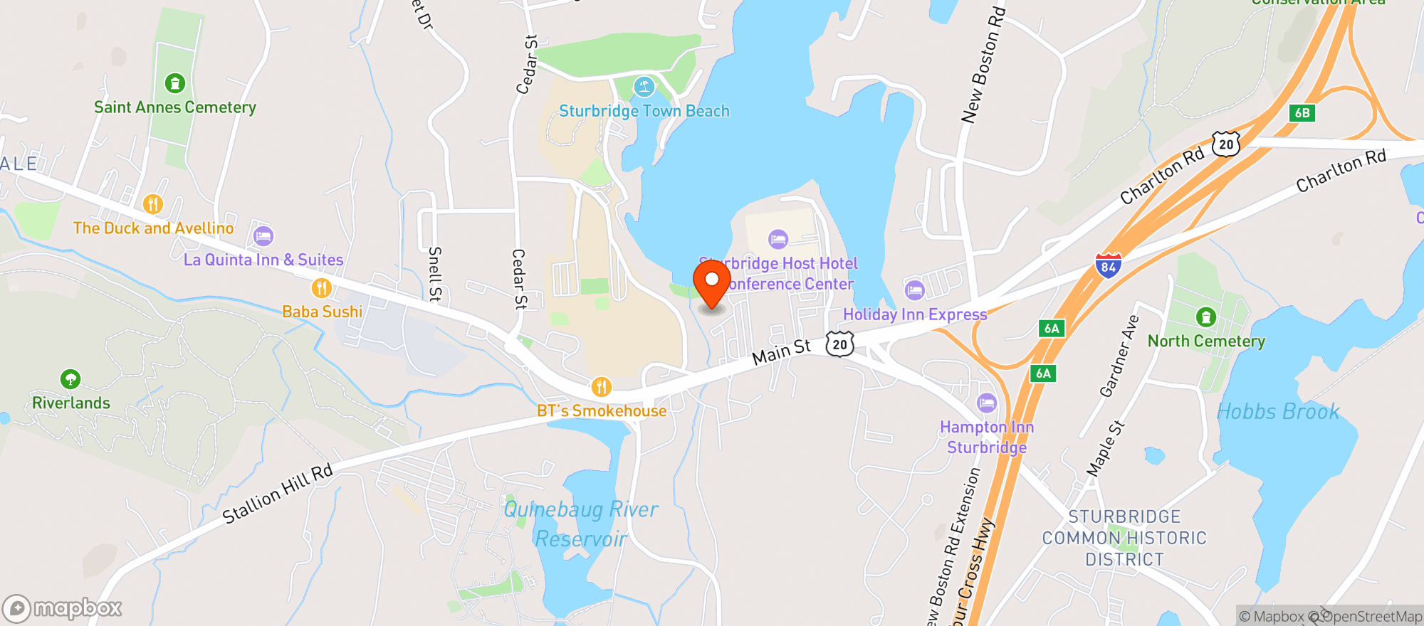 Map showing Yankee Sturbridge